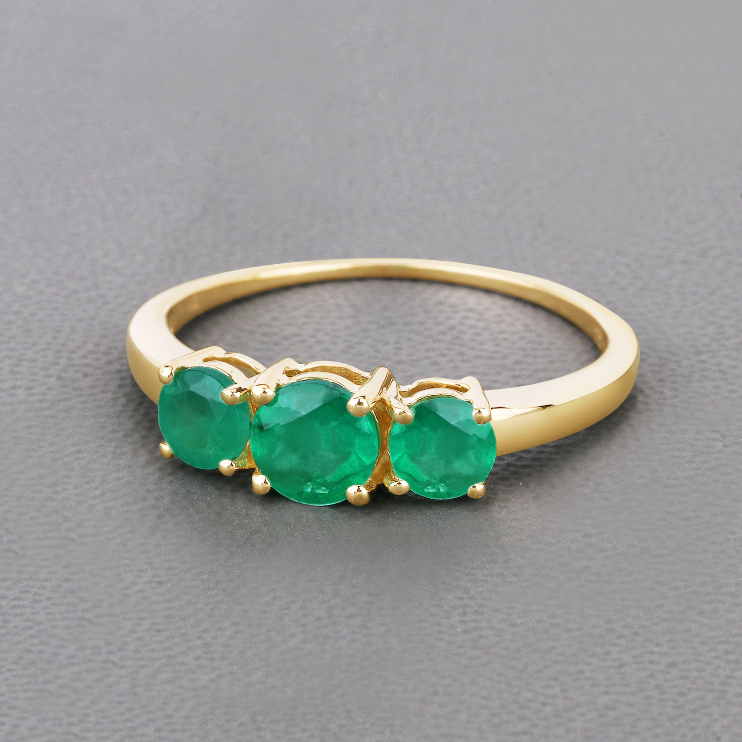 0.88 Carat Genuine Zambian Emerald 14K Yellow Gold Ring