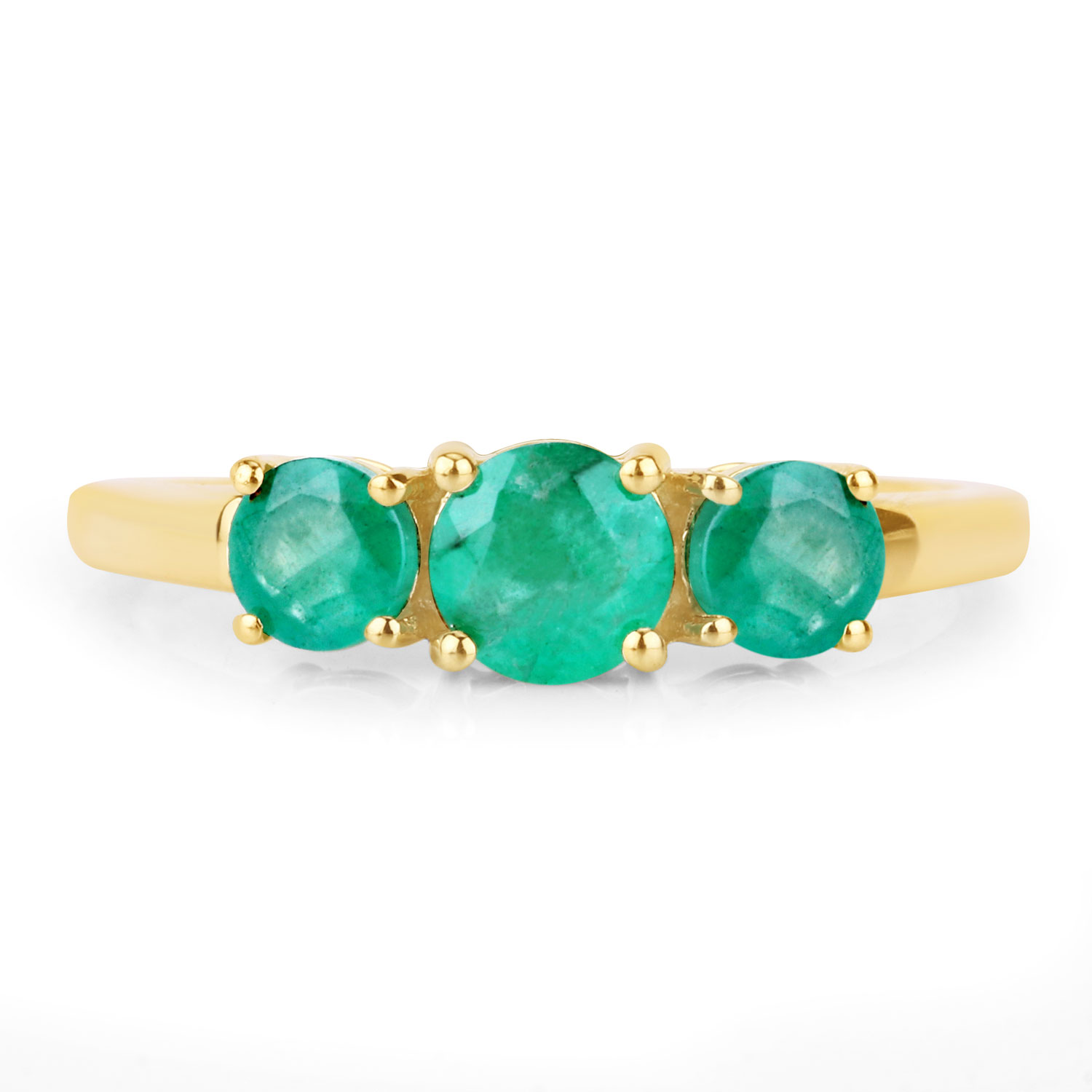 0.88 Carat Genuine Zambian Emerald 14K Yellow Gold Ring