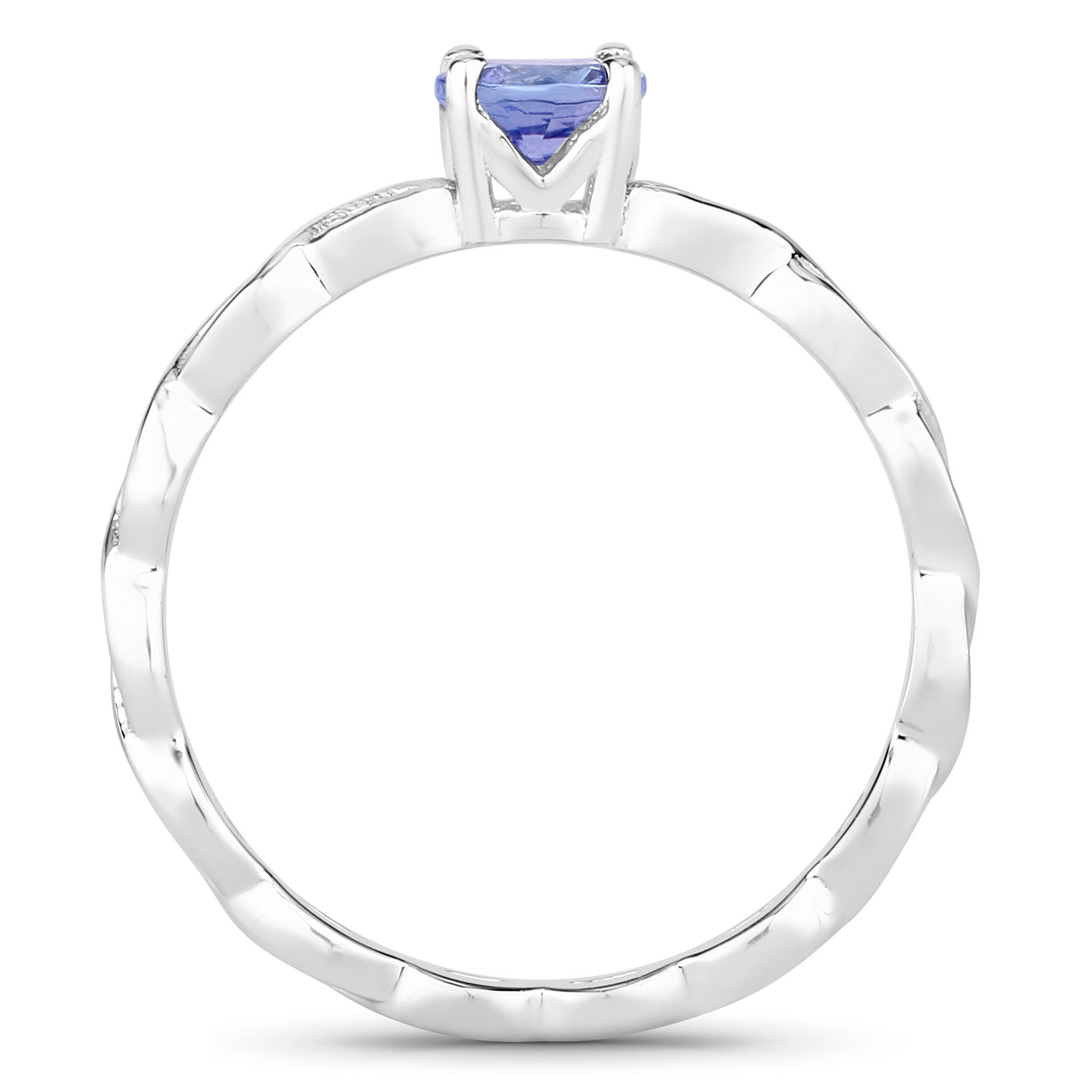 0.52 Carat Genuine Tanzanite and Created White Sapphire .925 Sterling Silver Ring