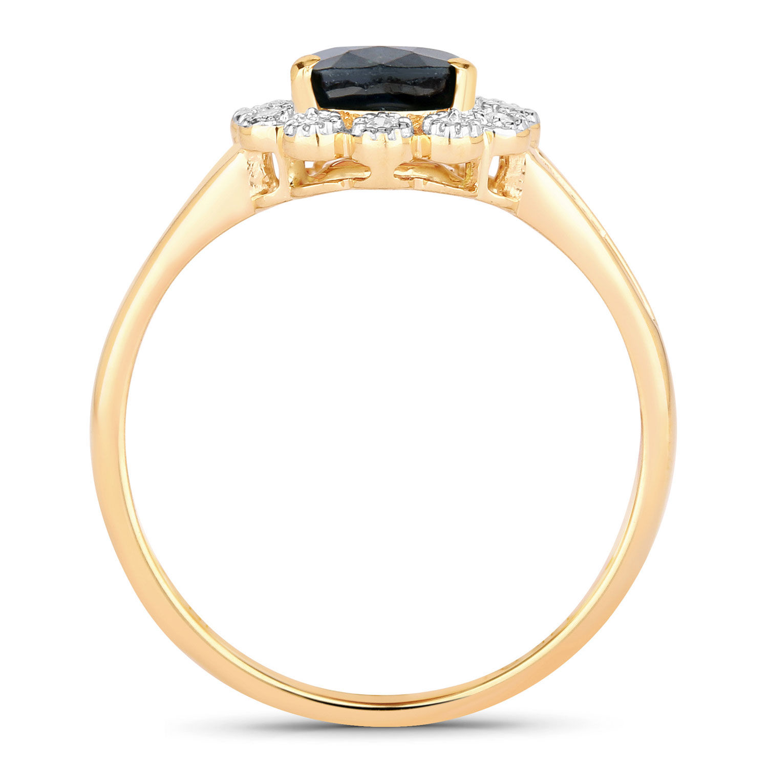 1.46 Carat Genuine Blue Sapphire and White Diamond 10K Yellow Gold Ring