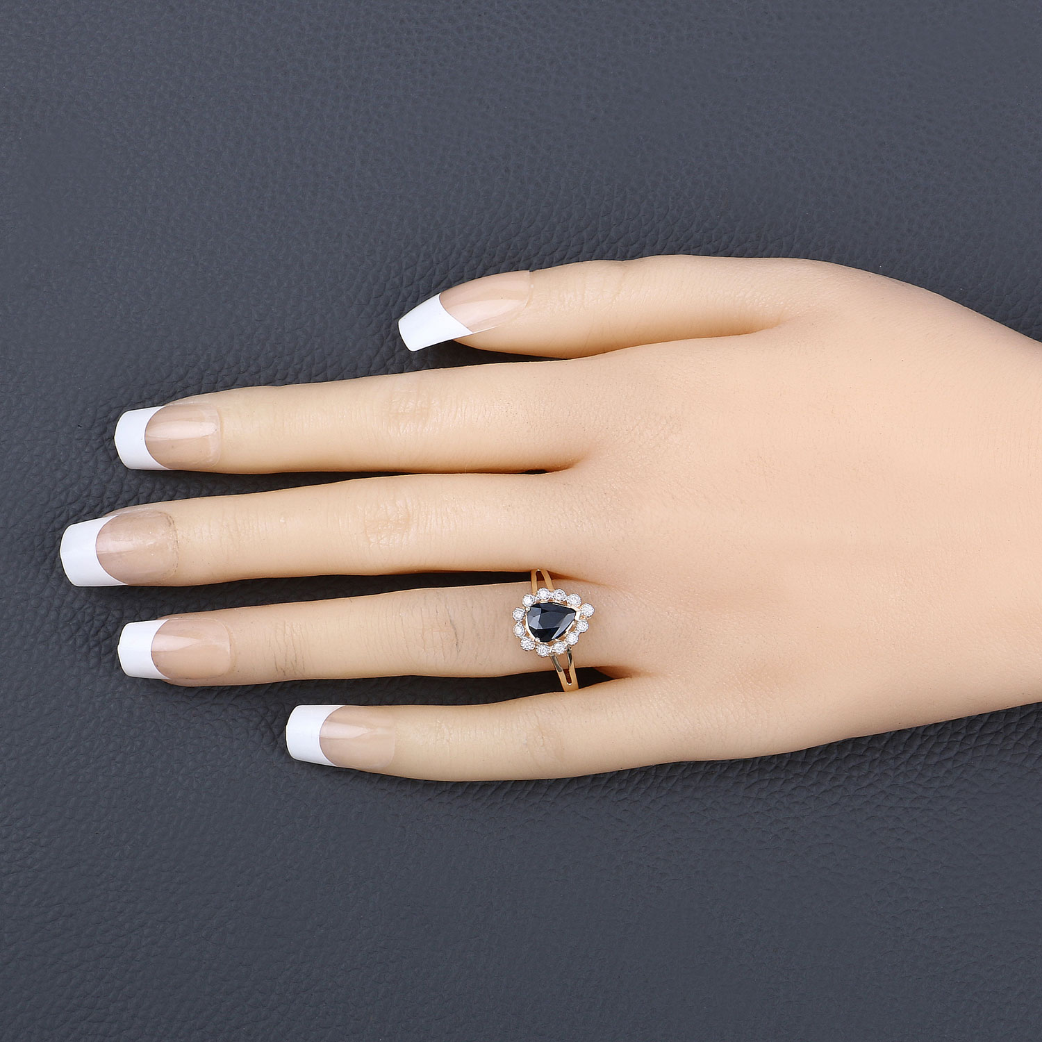 1.46 Carat Genuine Blue Sapphire and White Diamond 10K Yellow Gold Ring