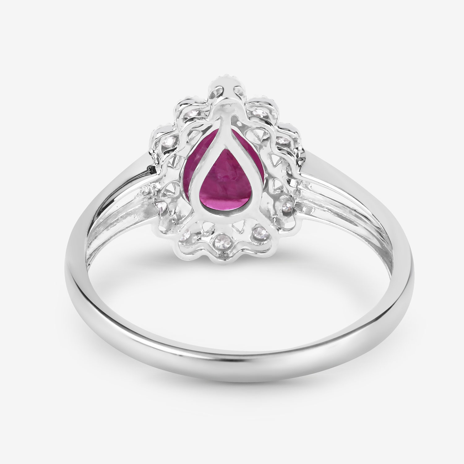 1.31 Carat Genuine Ruby and White Diamond 10K White Gold Ring
