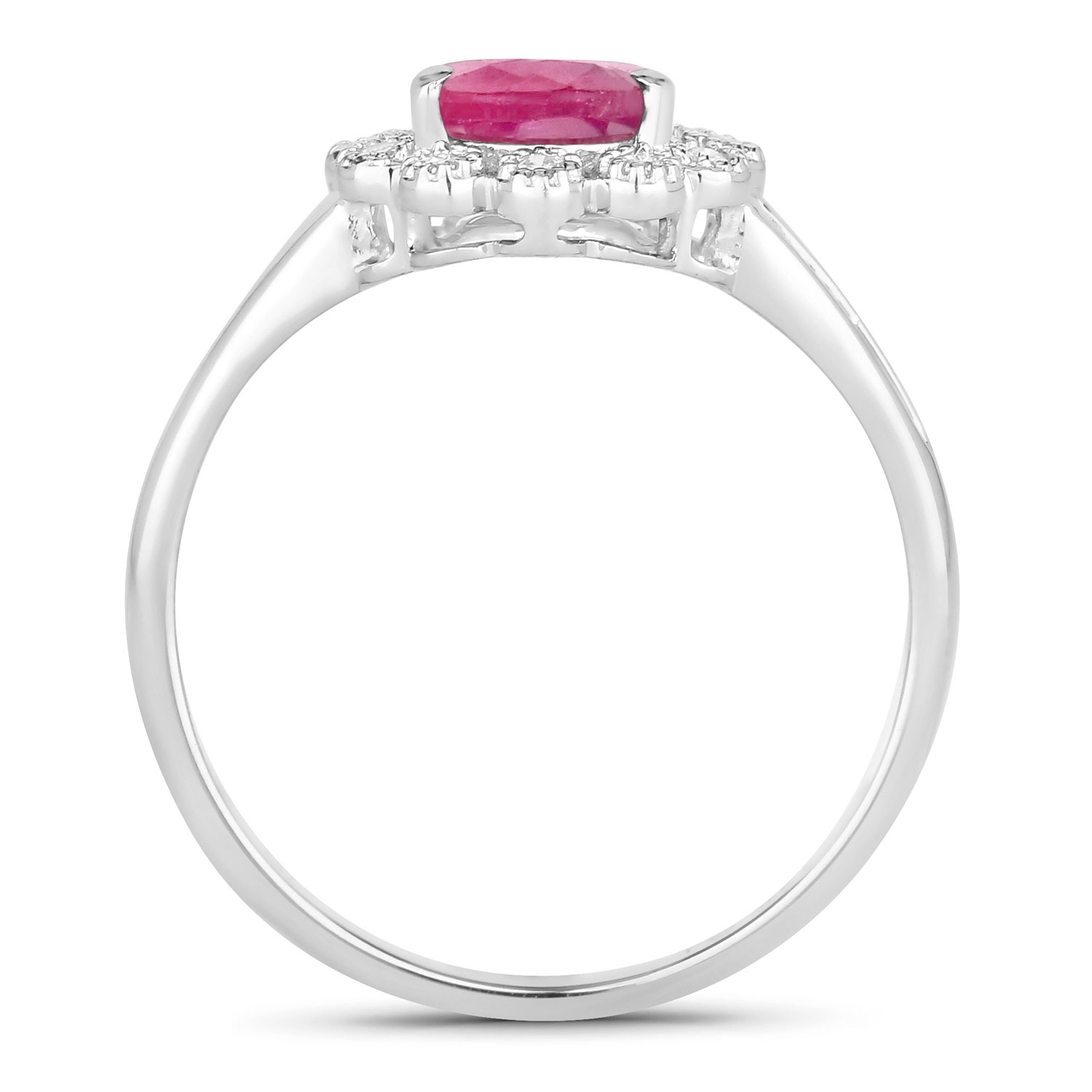 1.31 Carat Genuine Ruby and White Diamond 10K White Gold Ring