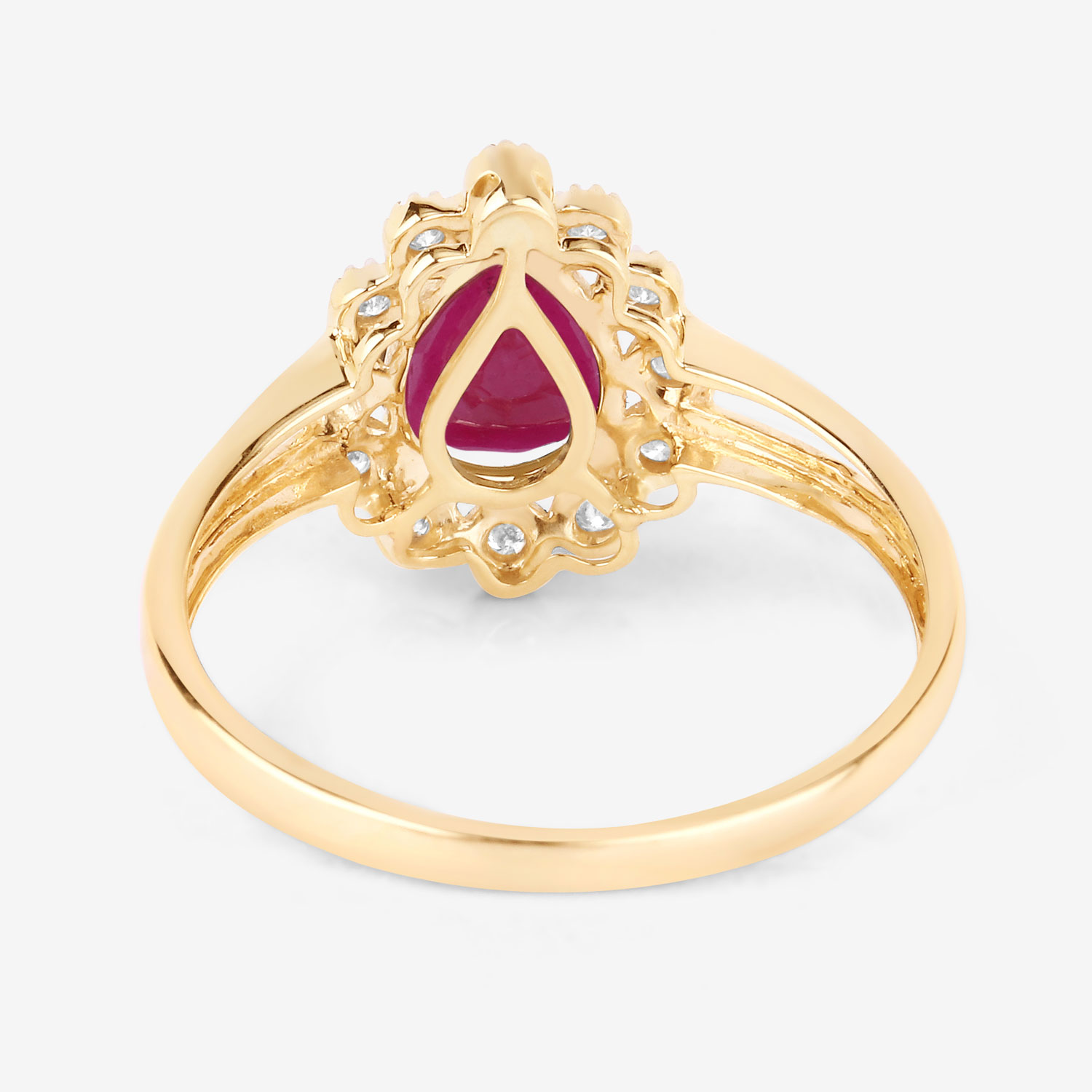 1.31 Carat Genuine Ruby and White Diamond 10K Yellow Gold Ring