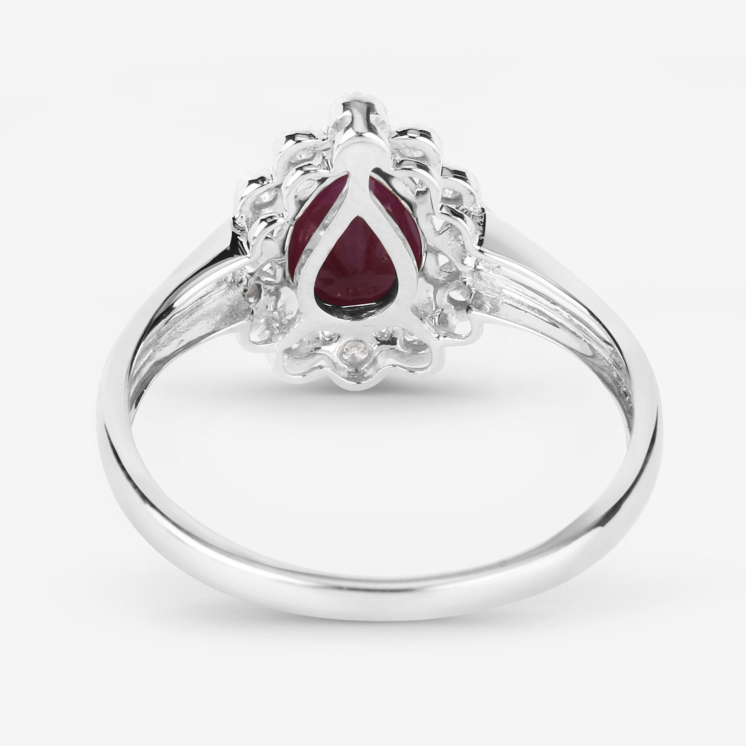1.31 Carat Genuine Ruby and White Diamond 14K White Gold Ring