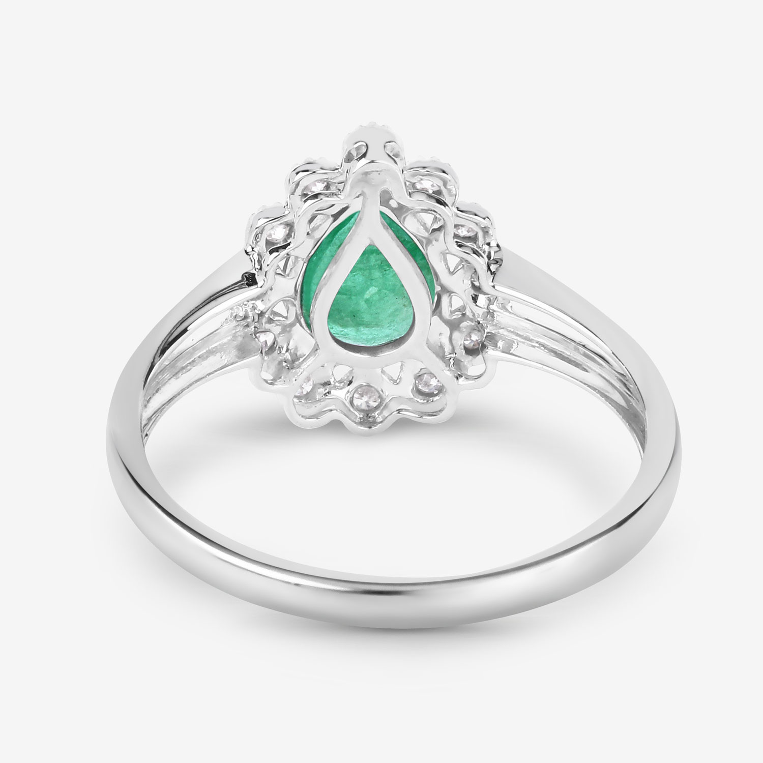 1.22 Carat Genuine Zambian Emerald and White Diamond 10K White Gold Ring