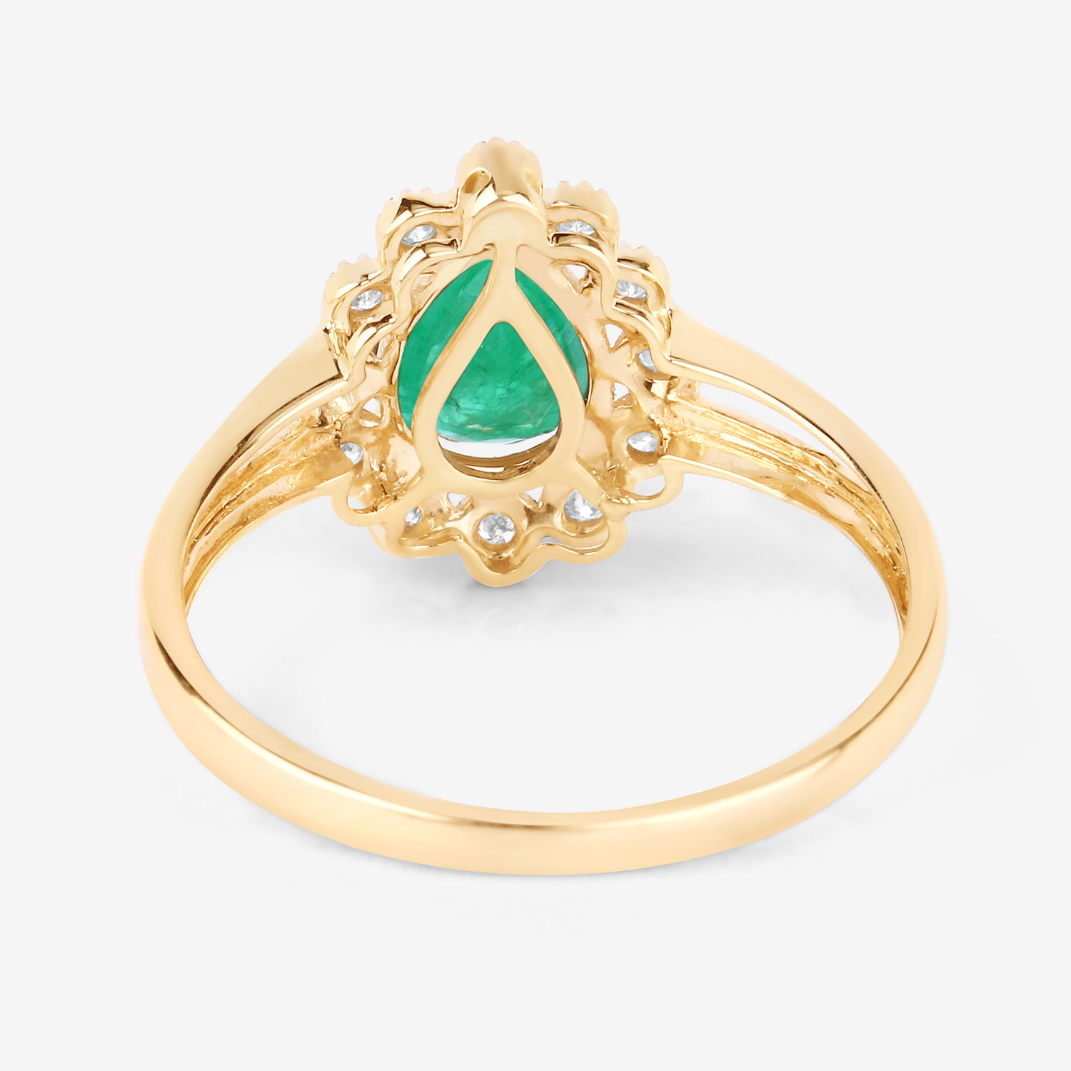 1.22 Carat Genuine Zambian Emerald and White Diamond 10K Yellow Gold Ring