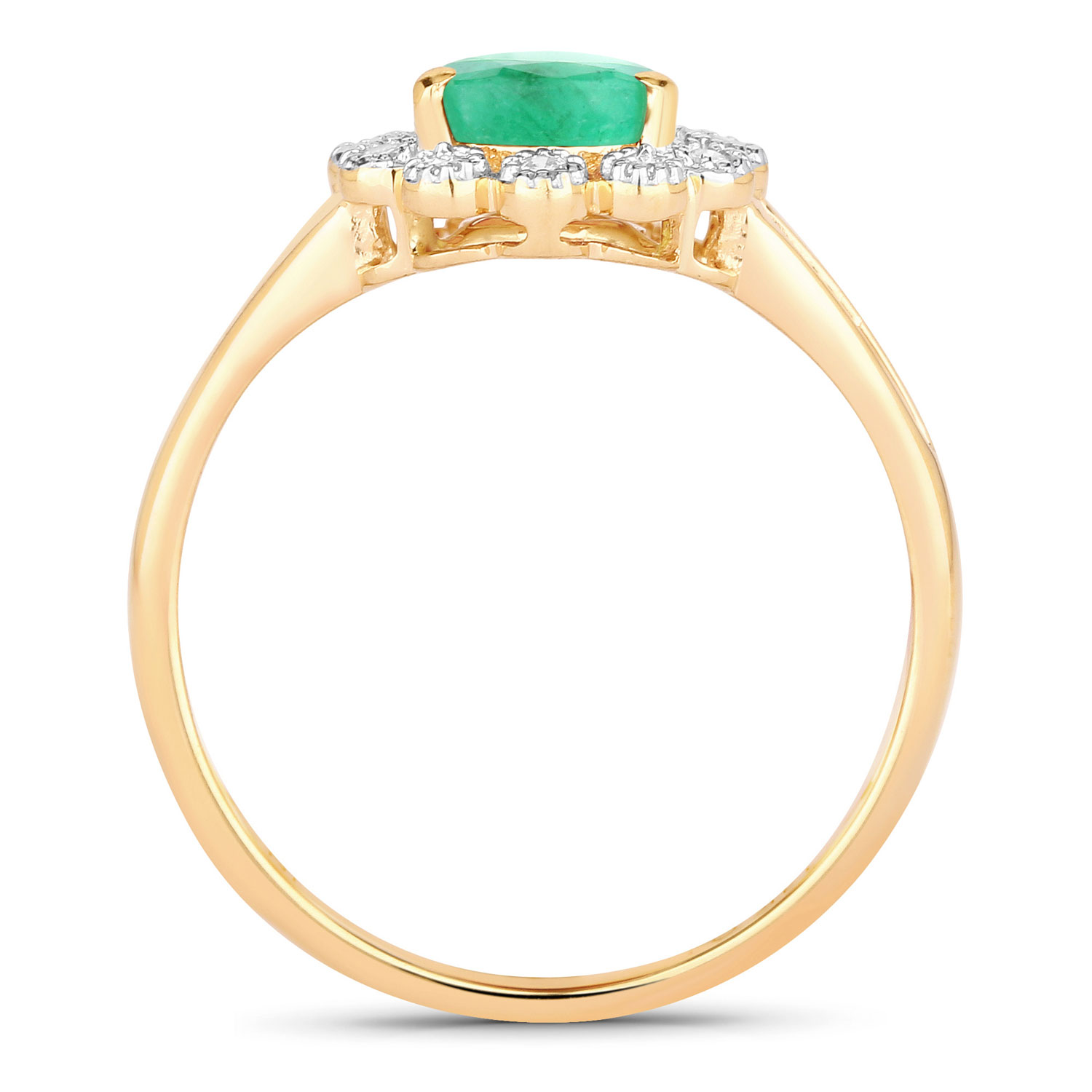 1.22 Carat Genuine Zambian Emerald and White Diamond 10K Yellow Gold Ring