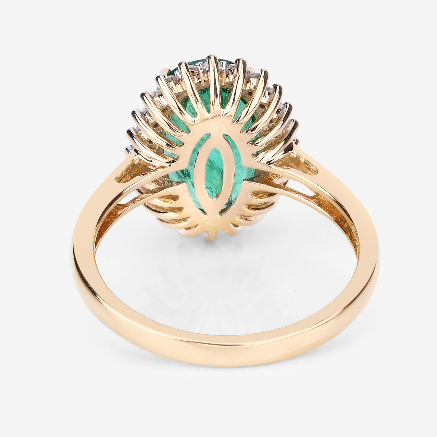 3.72 Carat Genuine Zambian Emerald and White Diamond 14K Yellow Gold Ring