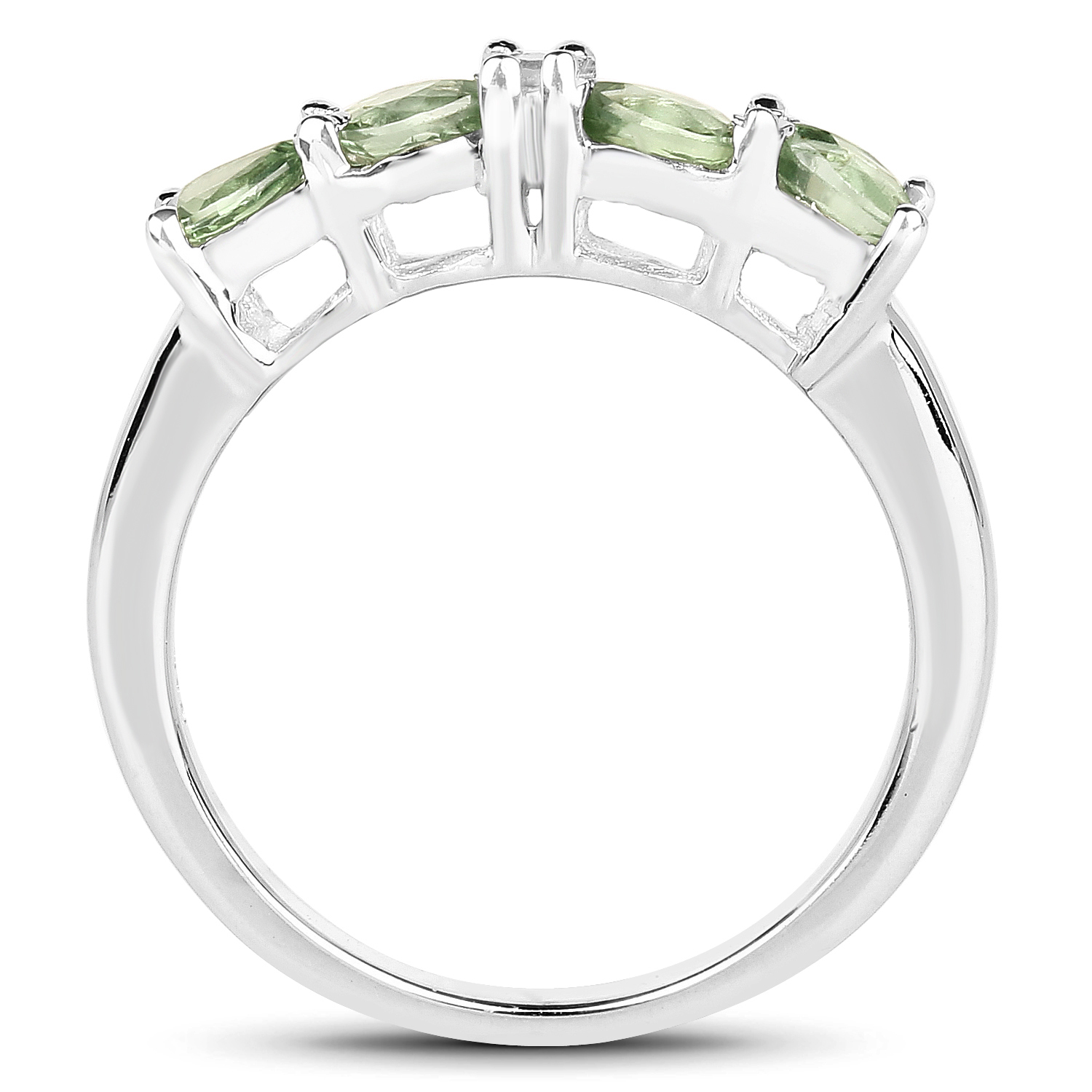 0.81 Carat Genuine Green Sapphire & White Diamond .925 Sterling Silver Ring