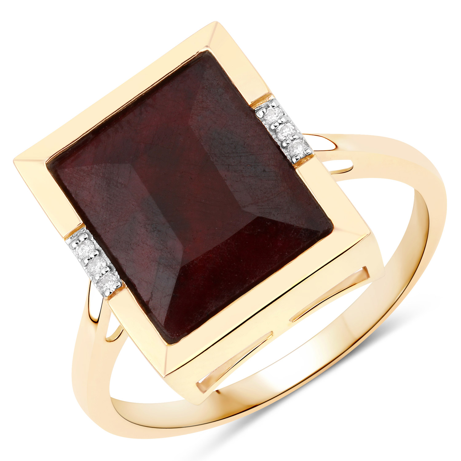 5.57 Carat Dyed Ruby and White Diamond 10K Yellow Gold Ring