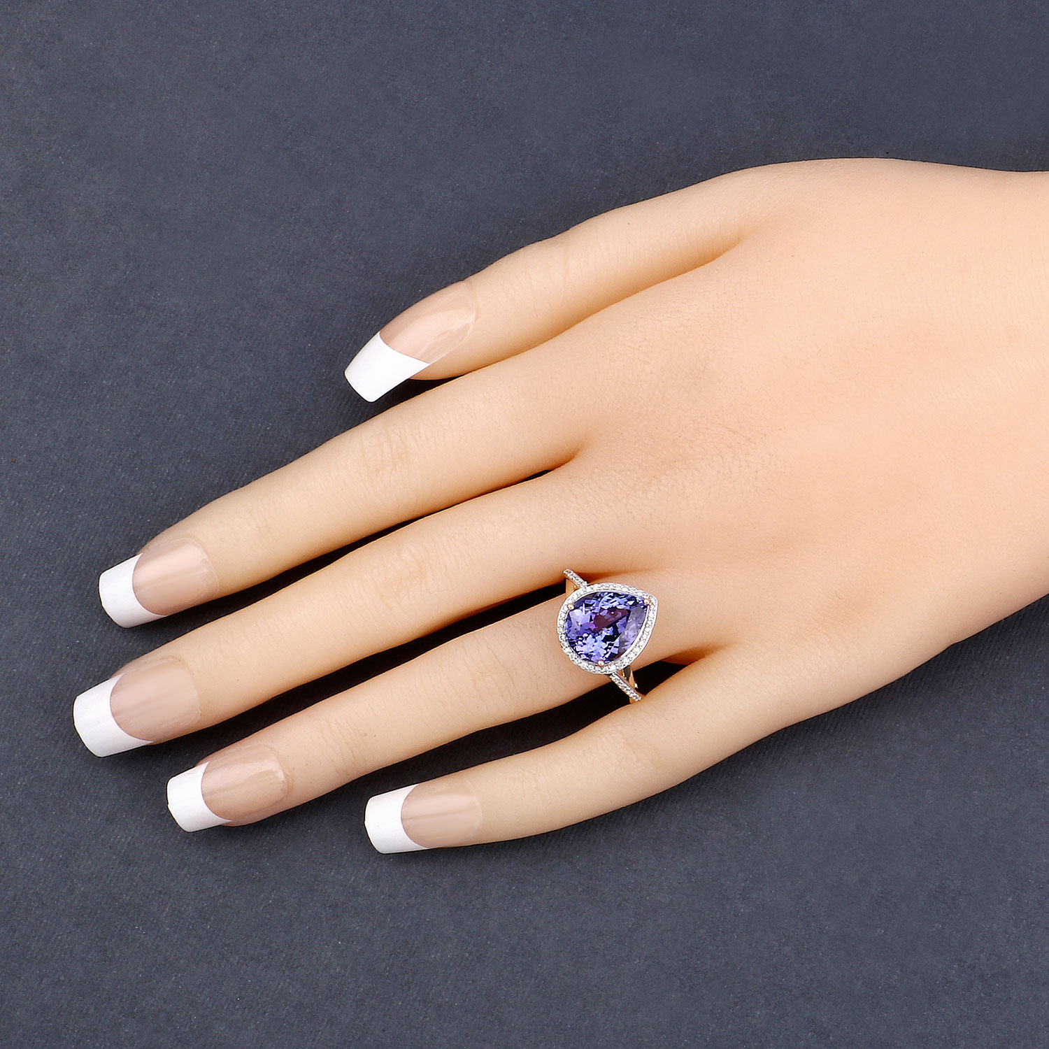 5.16 Carat Genuine Tanzanite and White Diamond 14K Yellow Gold Ring