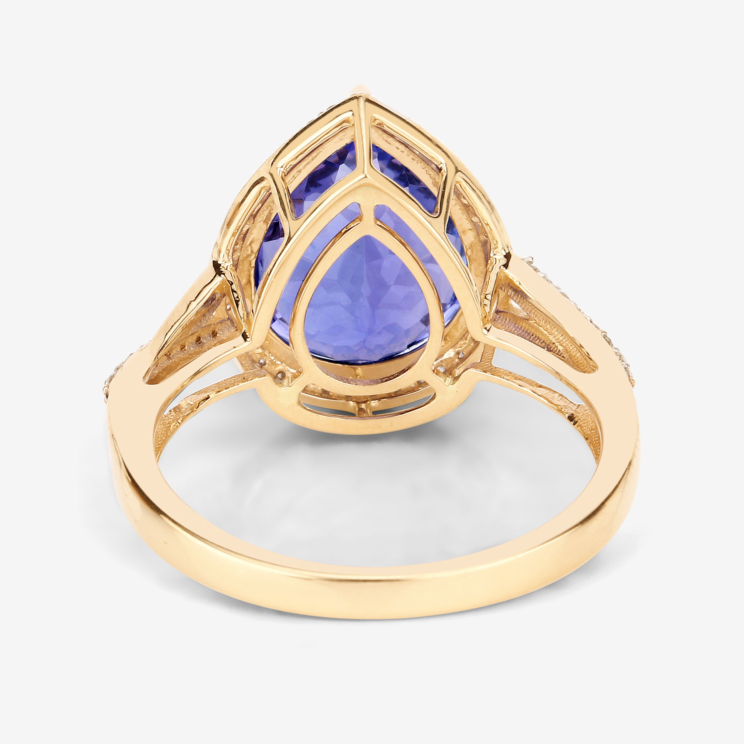 5.16 Carat Genuine Tanzanite and White Diamond 14K Yellow Gold Ring