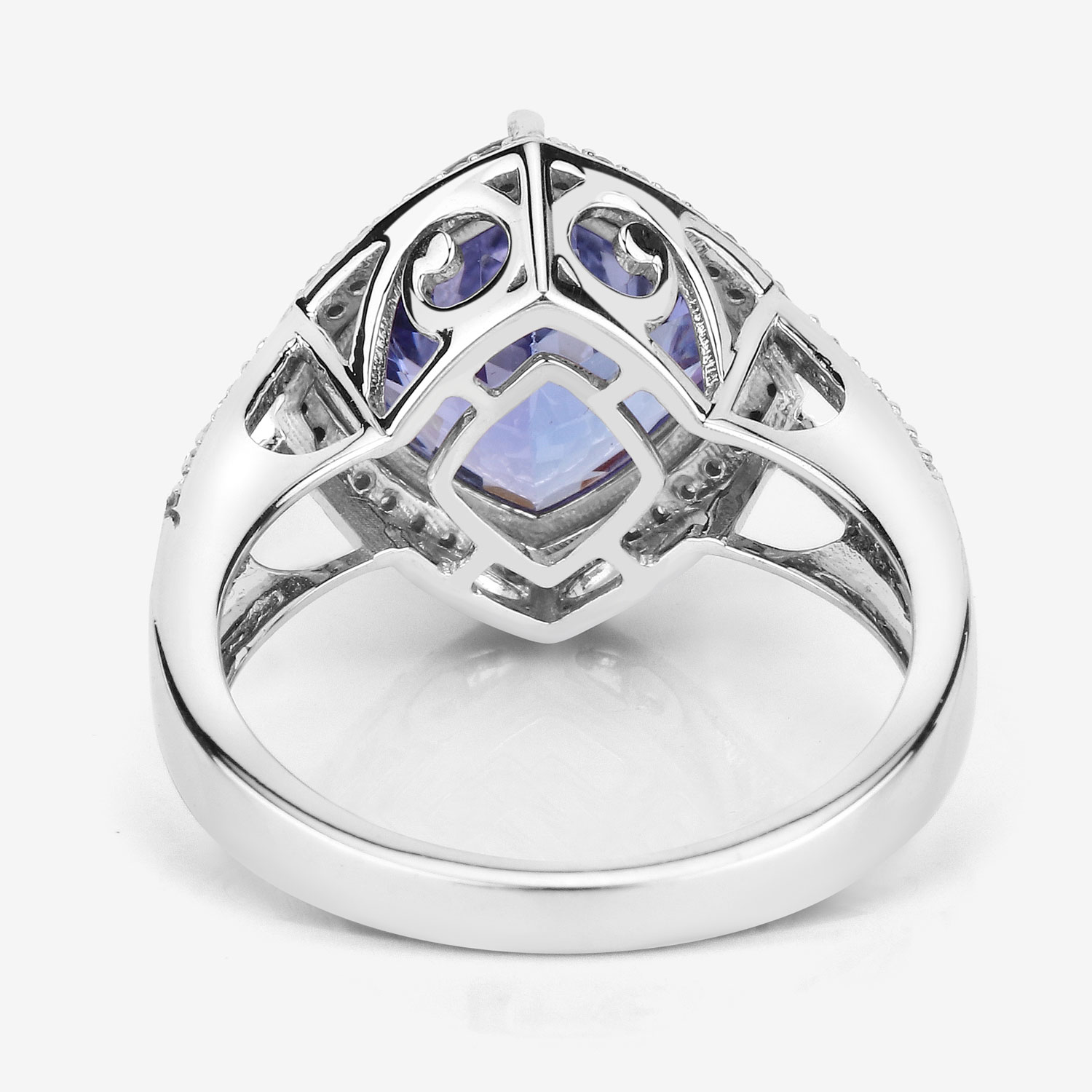 5.21 Carat Genuine Tanzanite and White Diamond 14K White Gold Ring