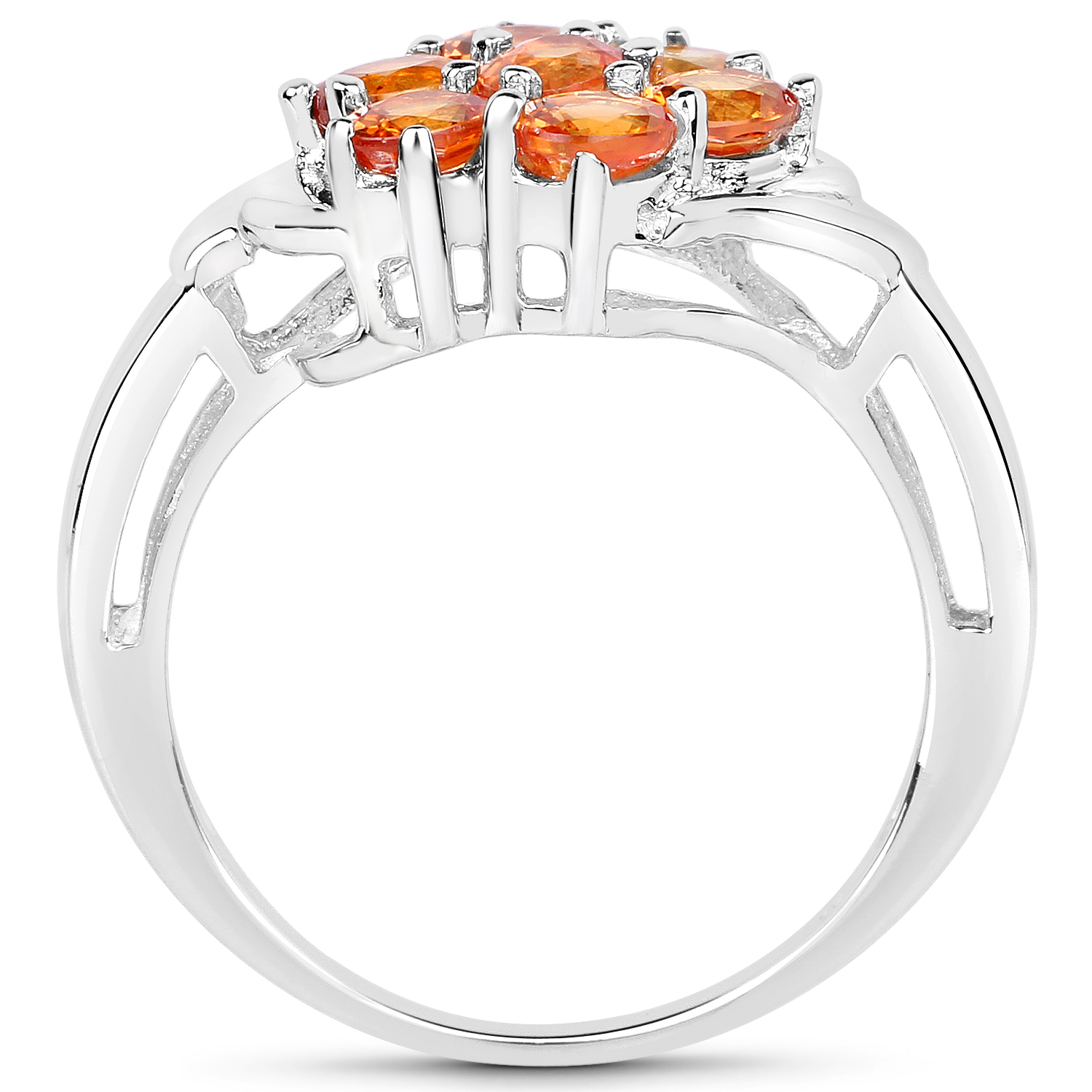 1.40 Carat Genuine Orange Sapphire .925 Sterling Silver Ring