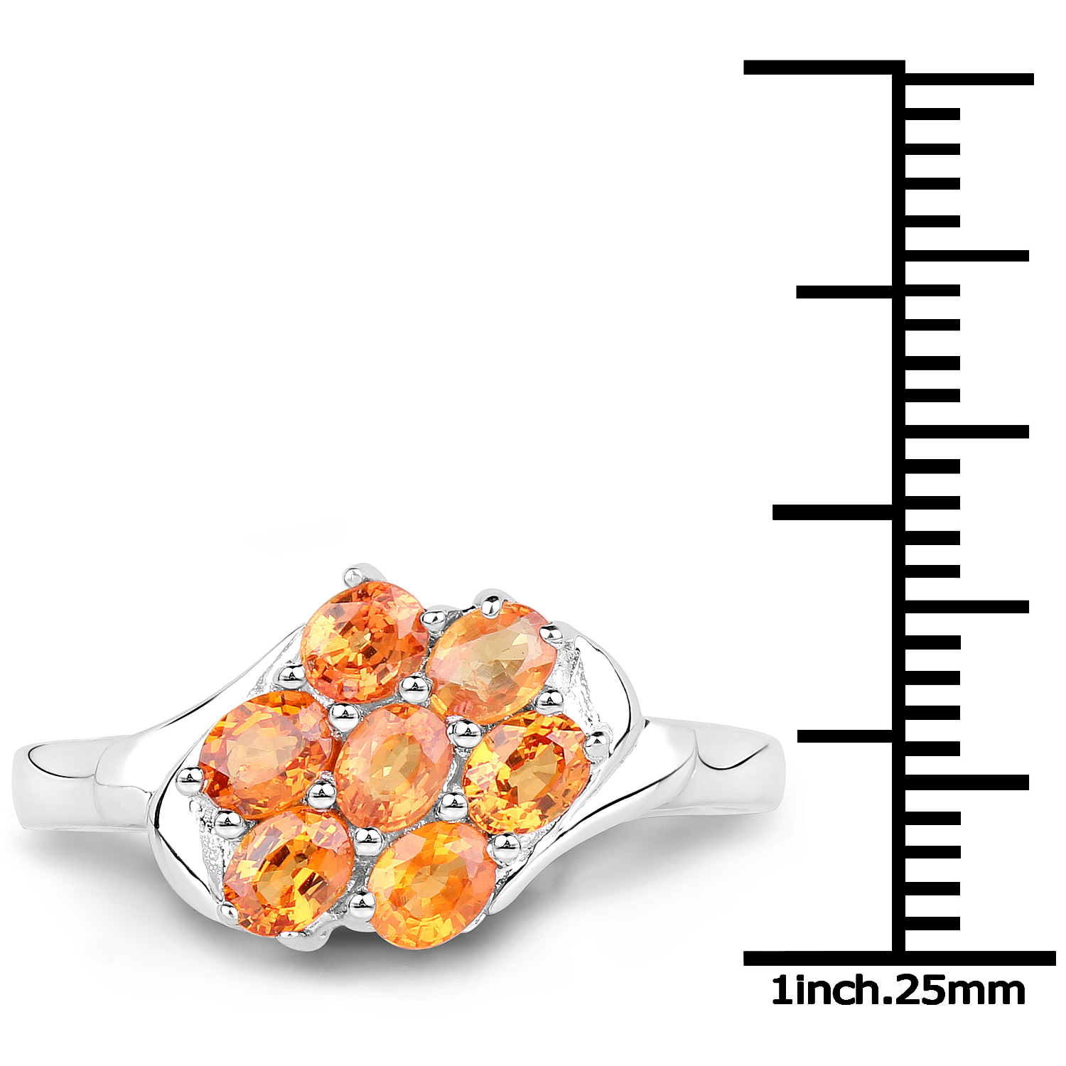 1.40 Carat Genuine Orange Sapphire .925 Sterling Silver Ring