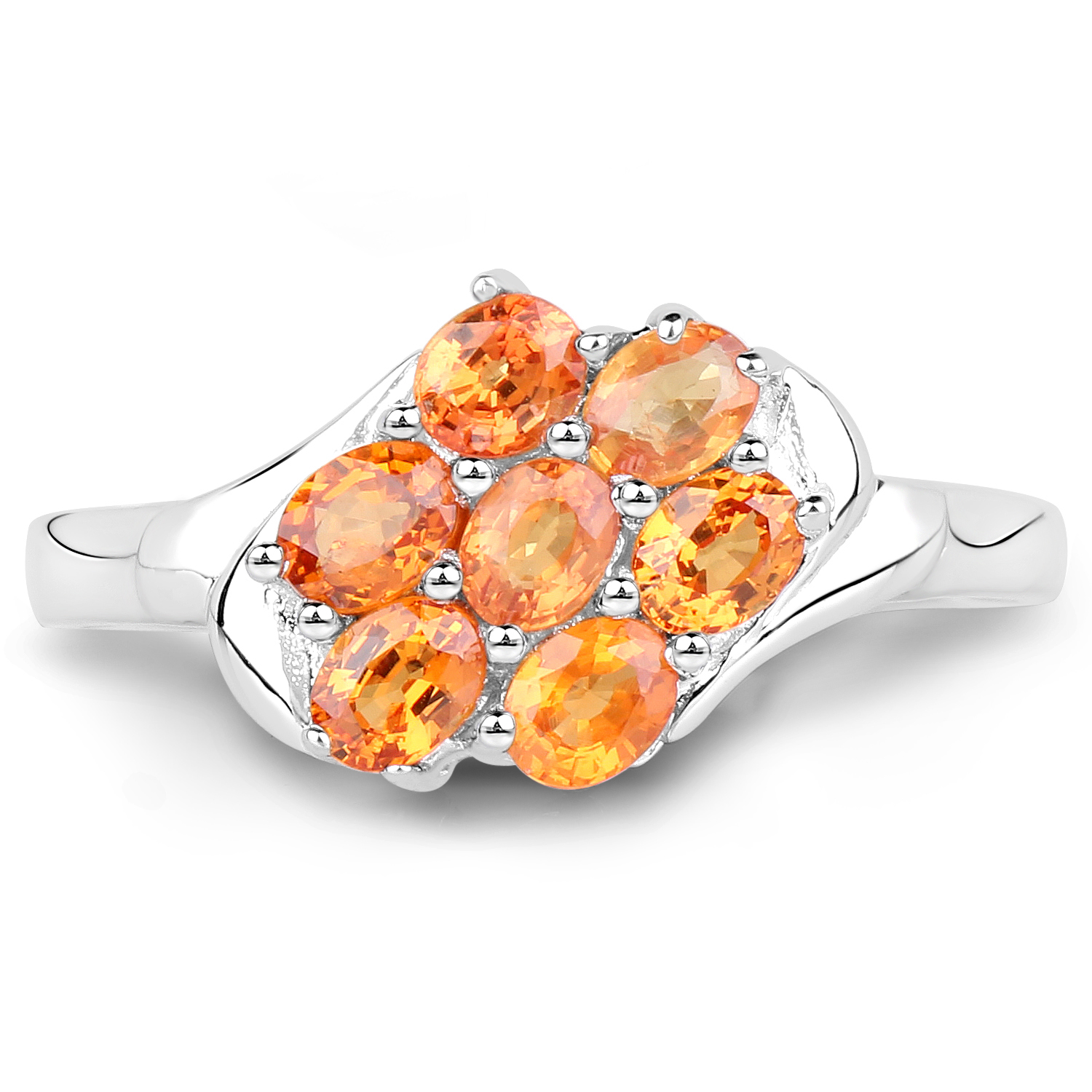 1.40 Carat Genuine Orange Sapphire .925 Sterling Silver Ring
