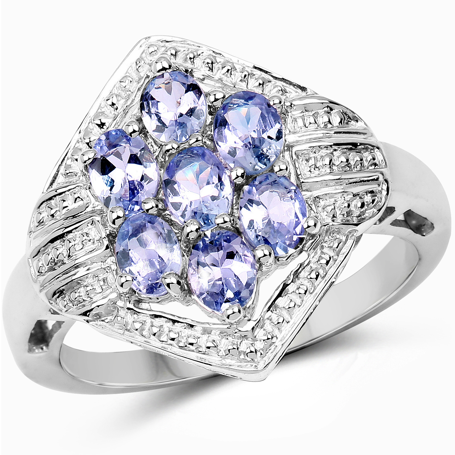 1.19 Carat Genuine Tanzanite .925 Sterling Silver Ring