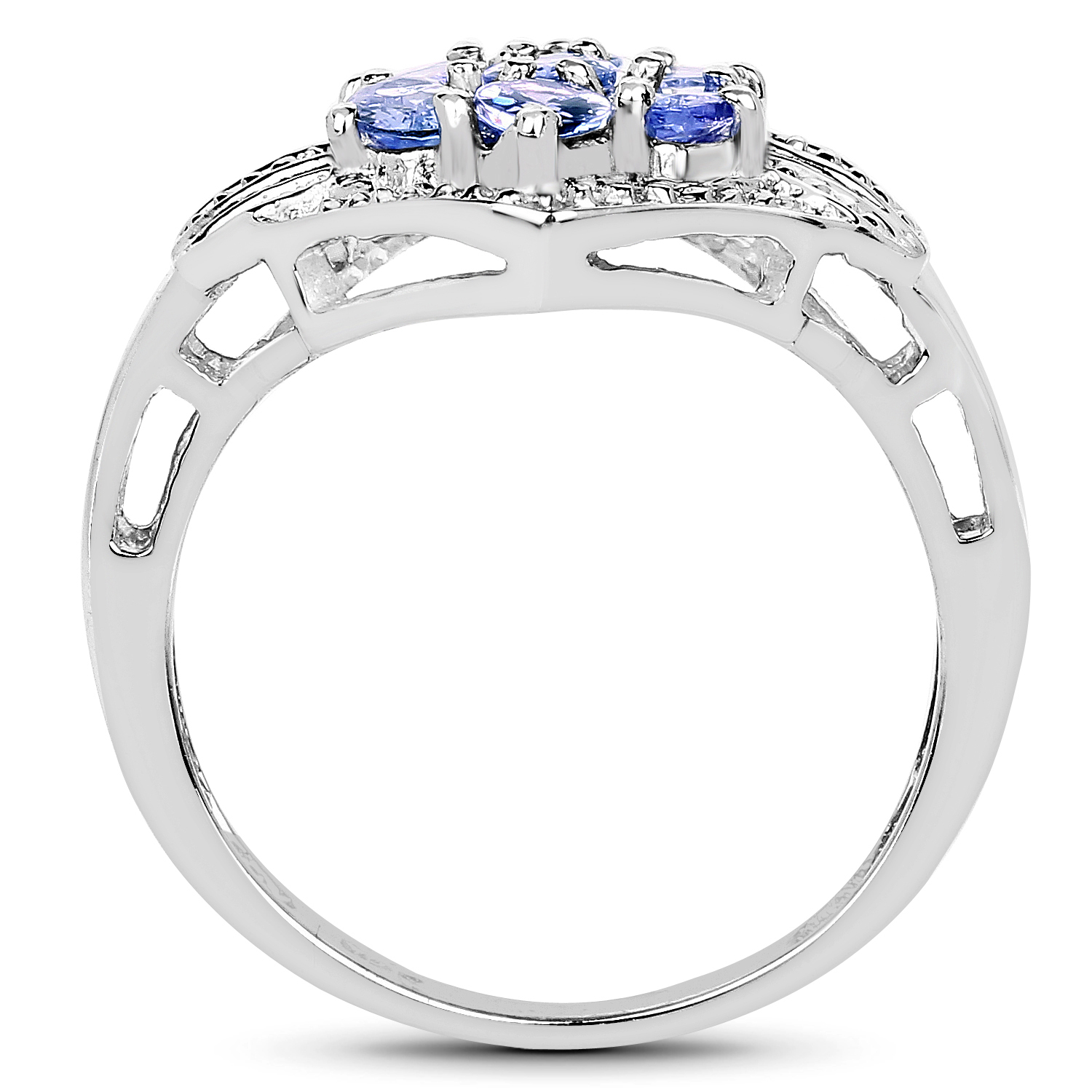 1.19 Carat Genuine Tanzanite .925 Sterling Silver Ring