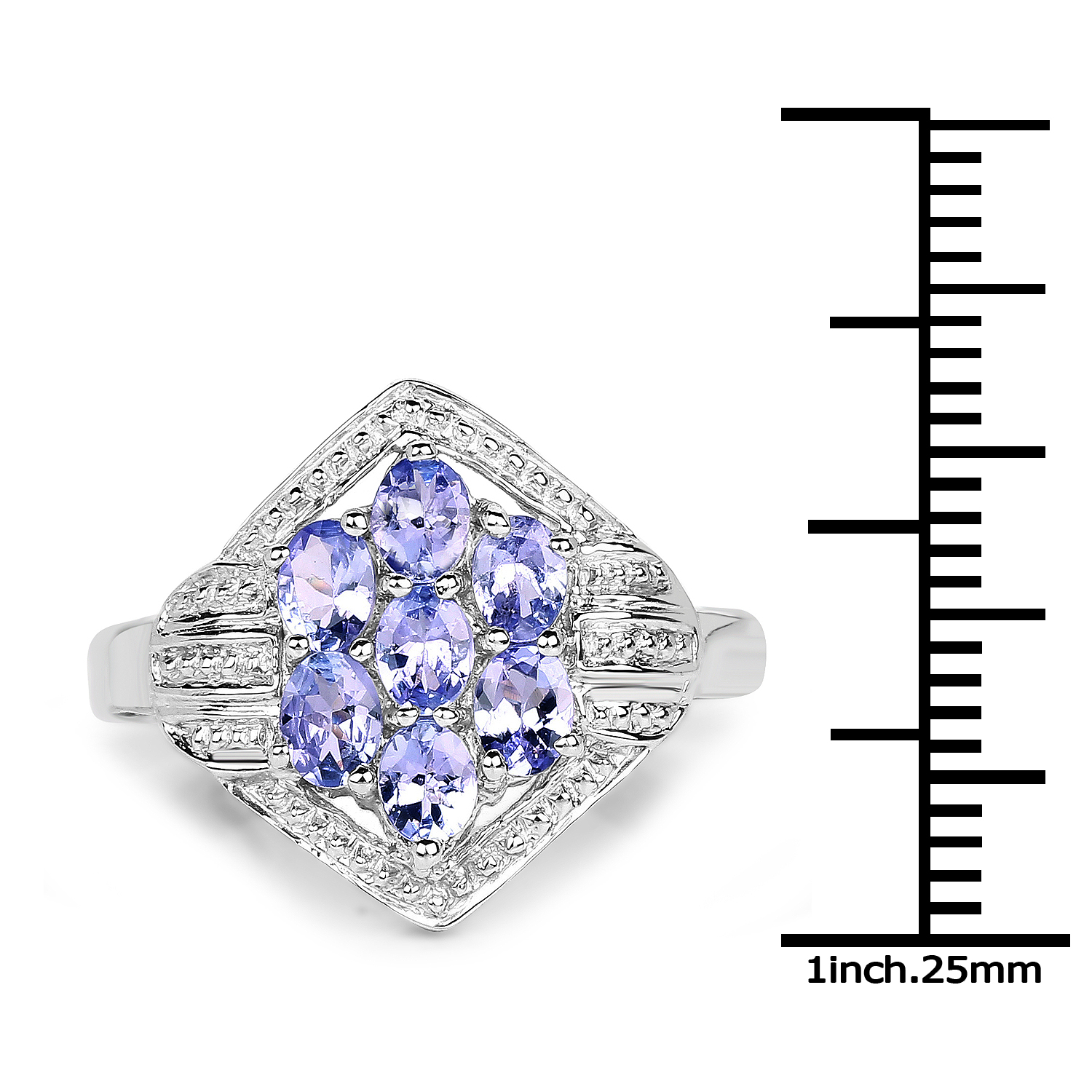 1.19 Carat Genuine Tanzanite .925 Sterling Silver Ring