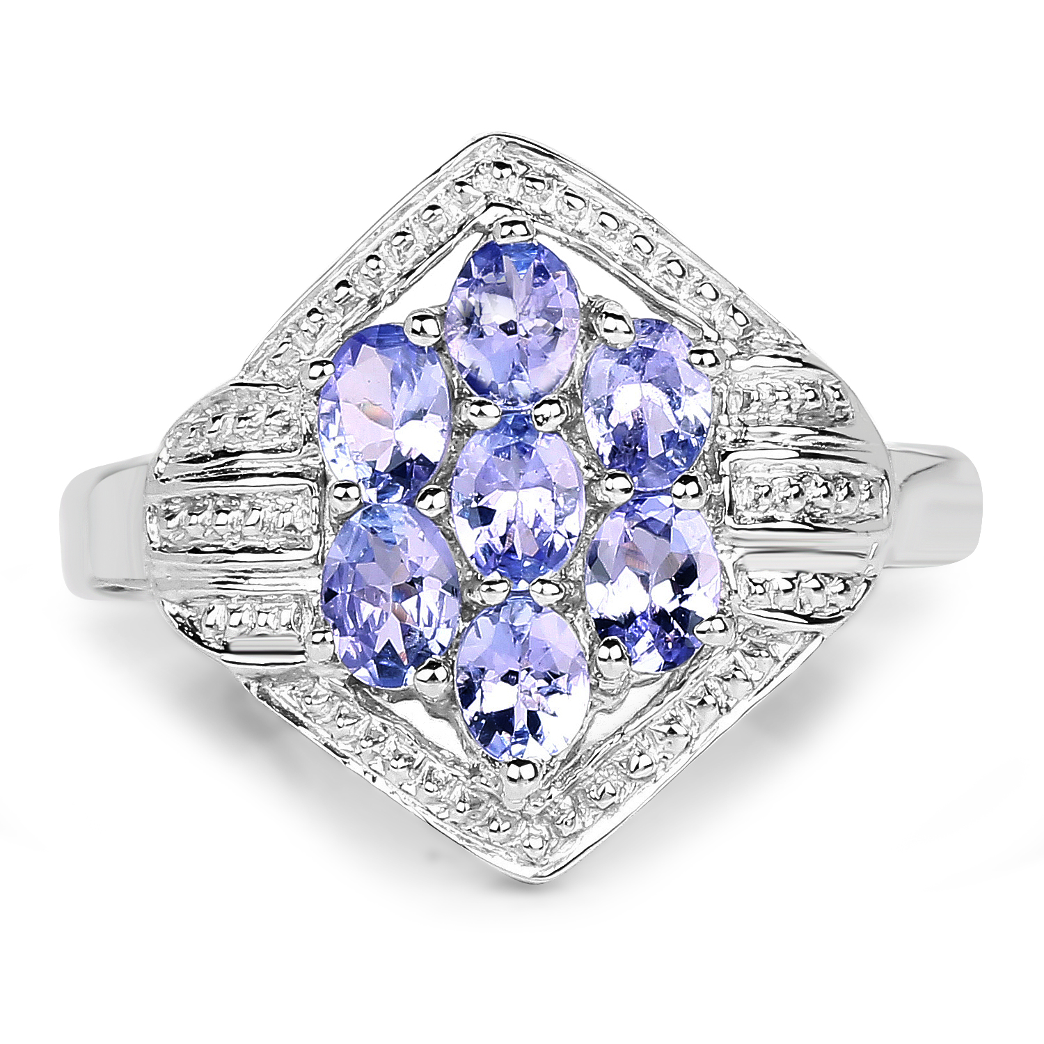 1.19 Carat Genuine Tanzanite .925 Sterling Silver Ring