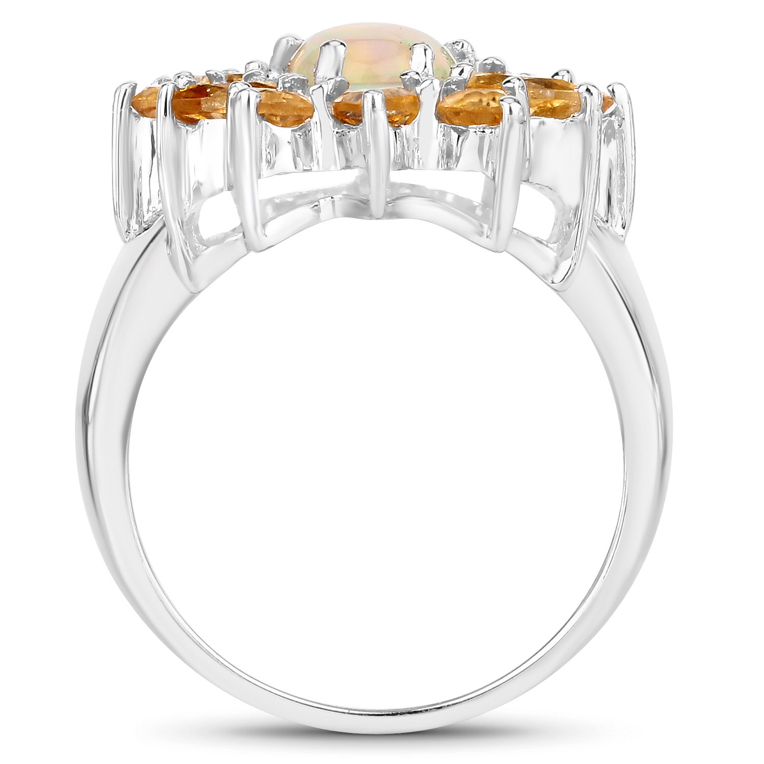 2.75 Carat Genuine Ethiopian Opal and Citrine .925 Sterling Silver Ring