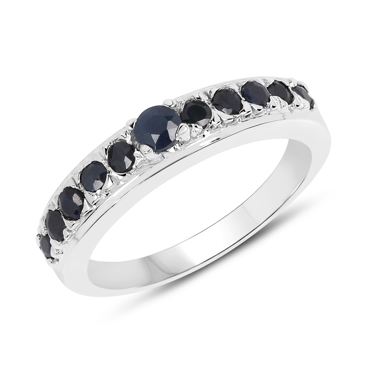 0.57 Carat Genuine Blue Sapphire .925 Sterling Silver Ring
