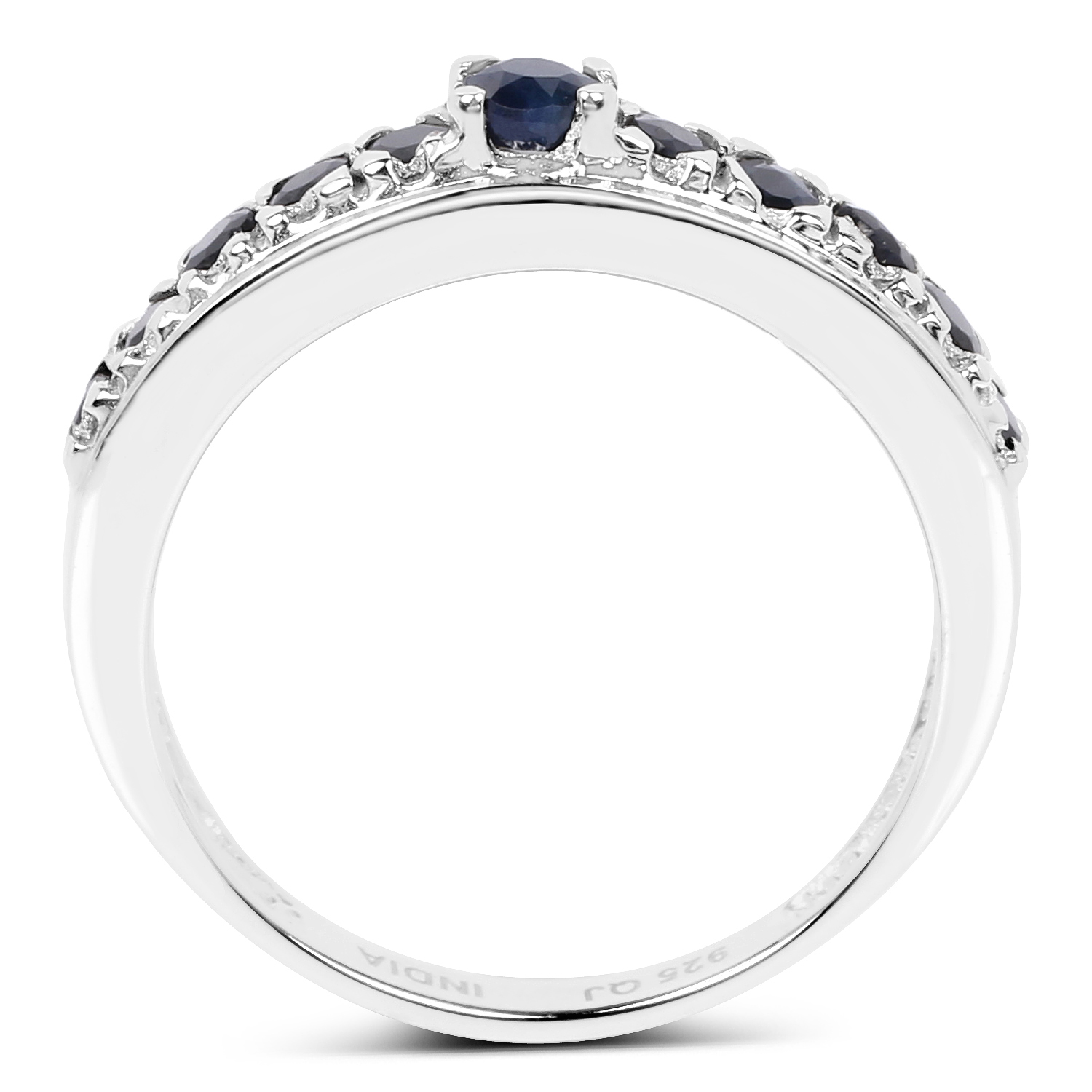 0.57 Carat Genuine Blue Sapphire .925 Sterling Silver Ring