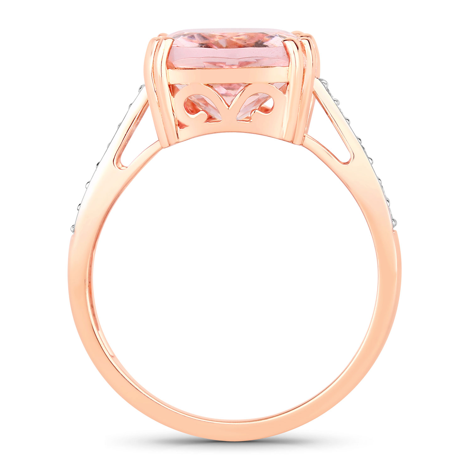 4.94 Carat Genuine Morganite and White Diamond 14K Rose Gold Ring