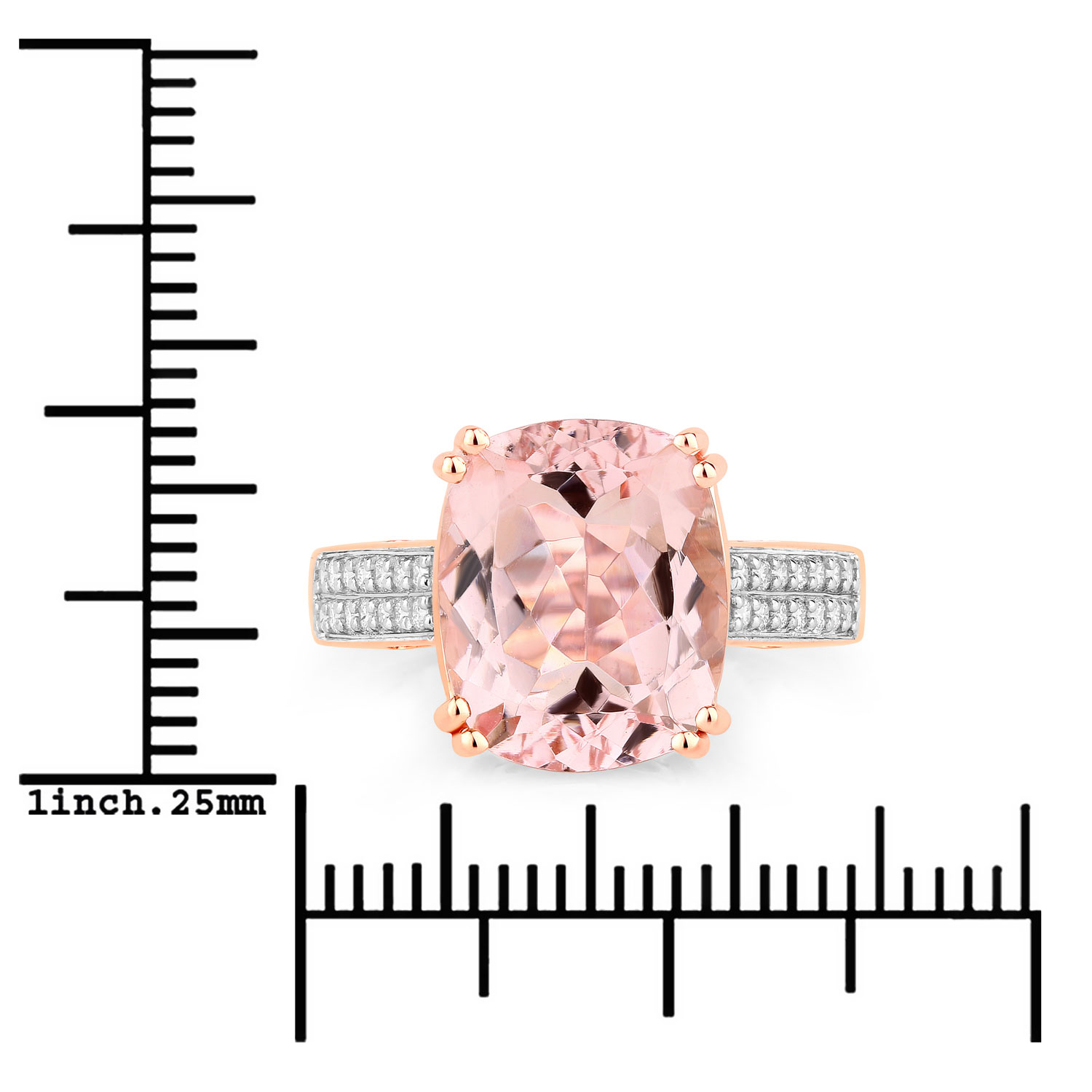 4.94 Carat Genuine Morganite and White Diamond 14K Rose Gold Ring