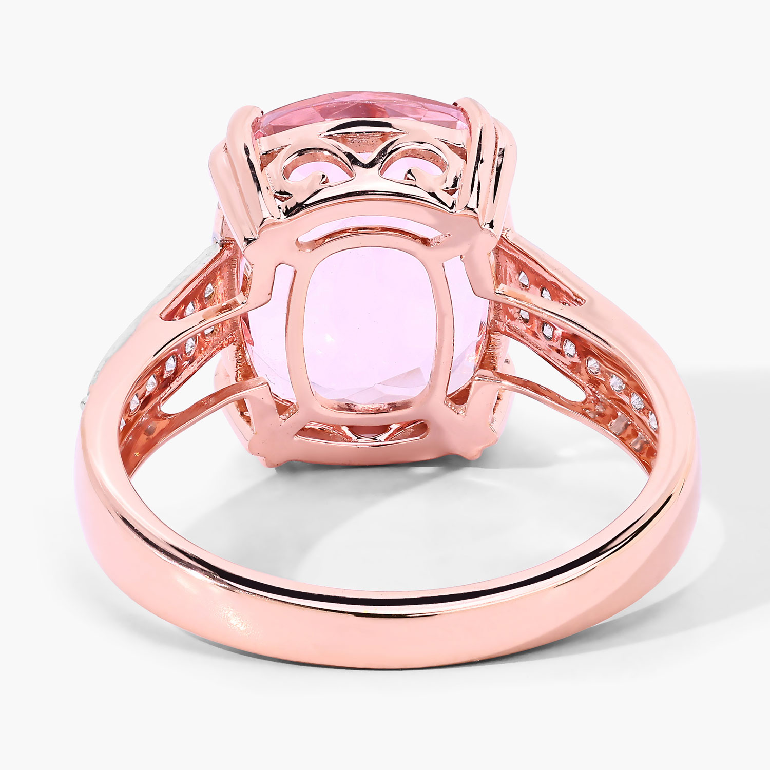 4.94 Carat Genuine Morganite and White Diamond 14K Rose Gold Ring