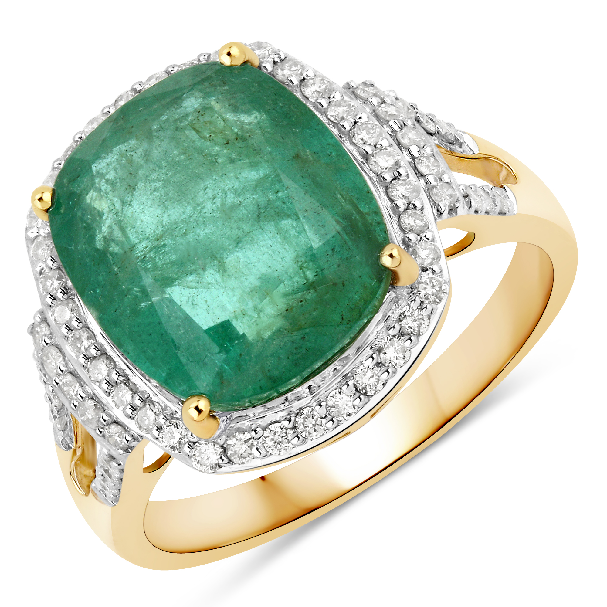 6.09 Carat Genuine Zambian Emerald and White Diamond Ring