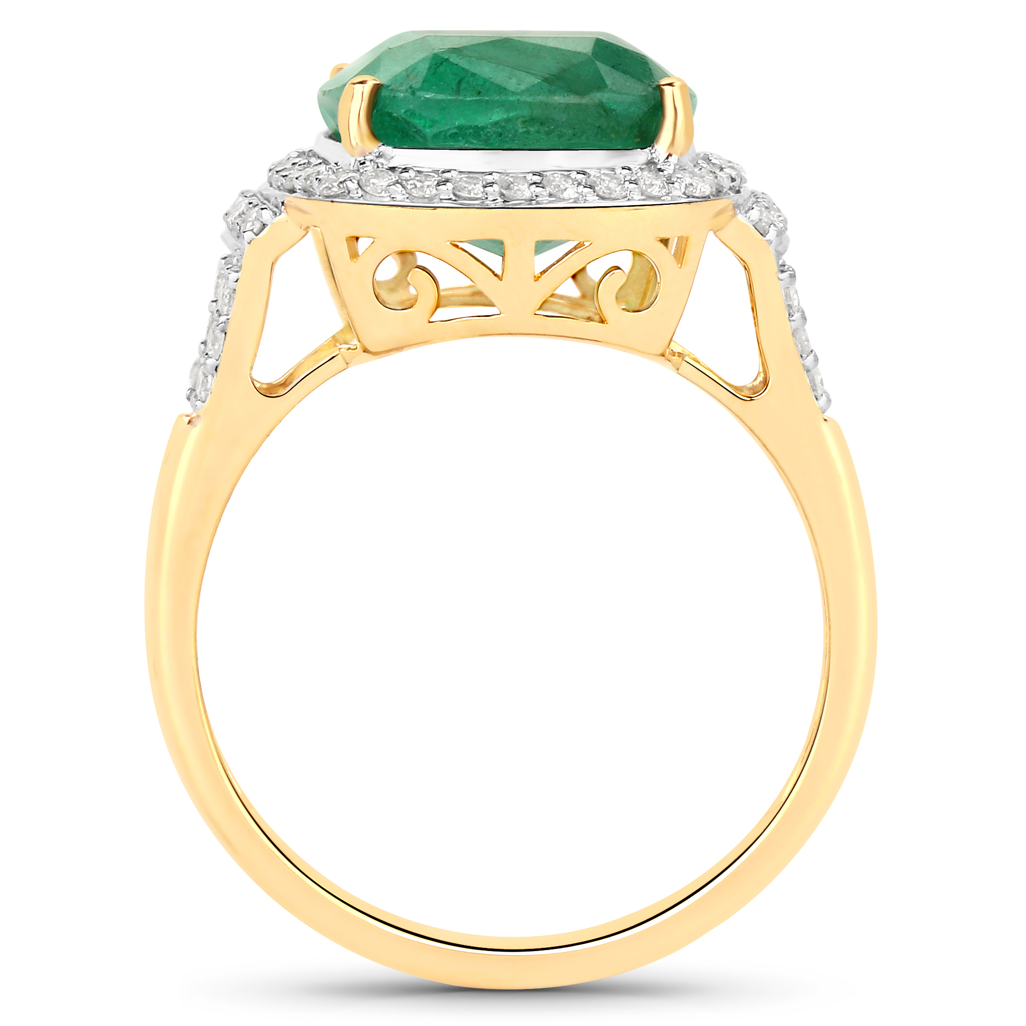 6.09 Carat Genuine Zambian Emerald and White Diamond Ring