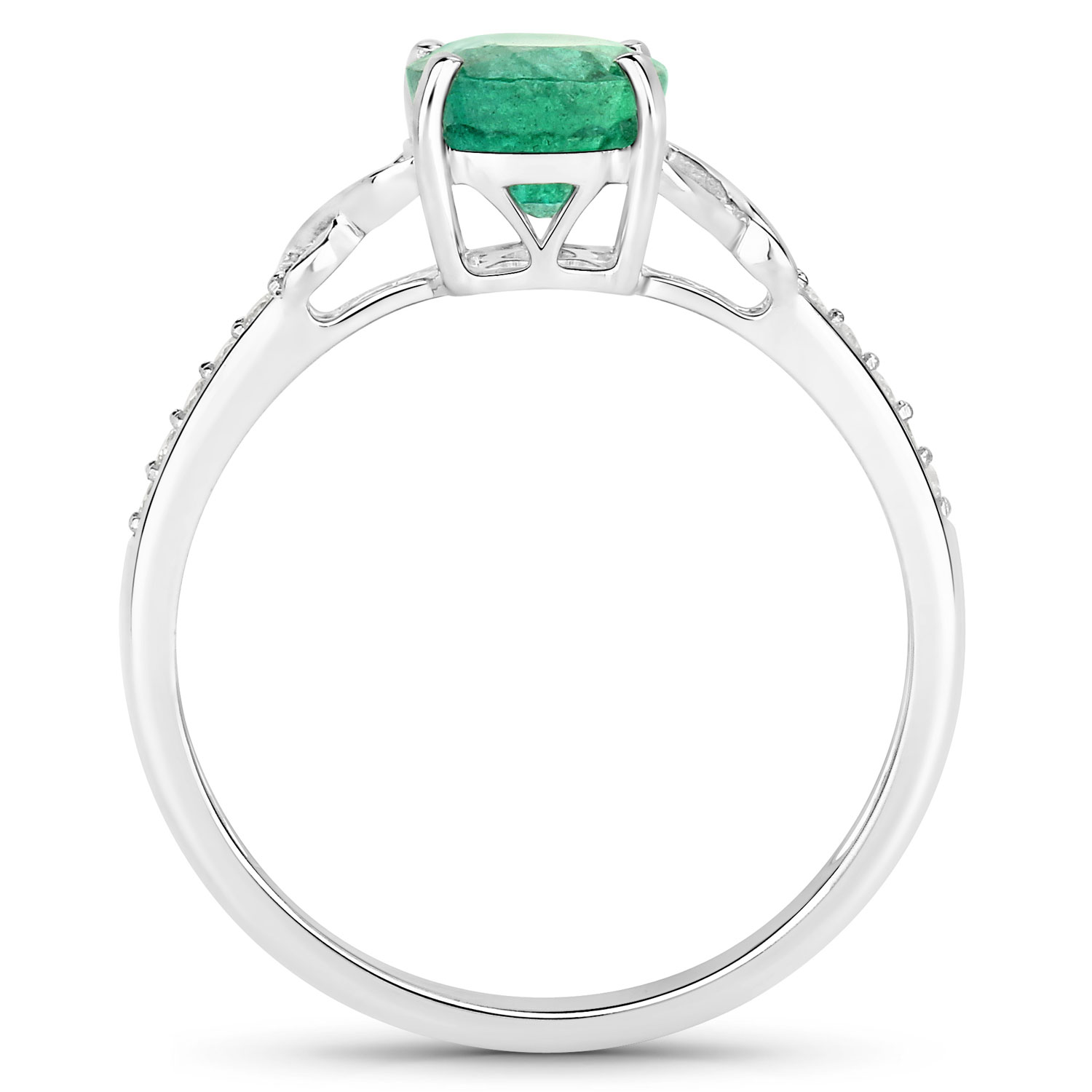 1.21 Carat Genuine Zambian Emerald and White Diamond Ring