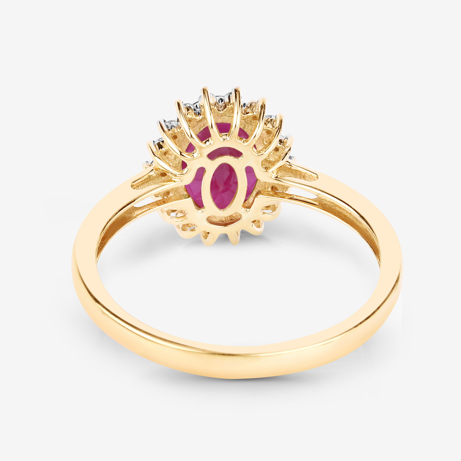 1.58 Carat Genuine Ruby and White Diamond 10K Yellow Gold Ring