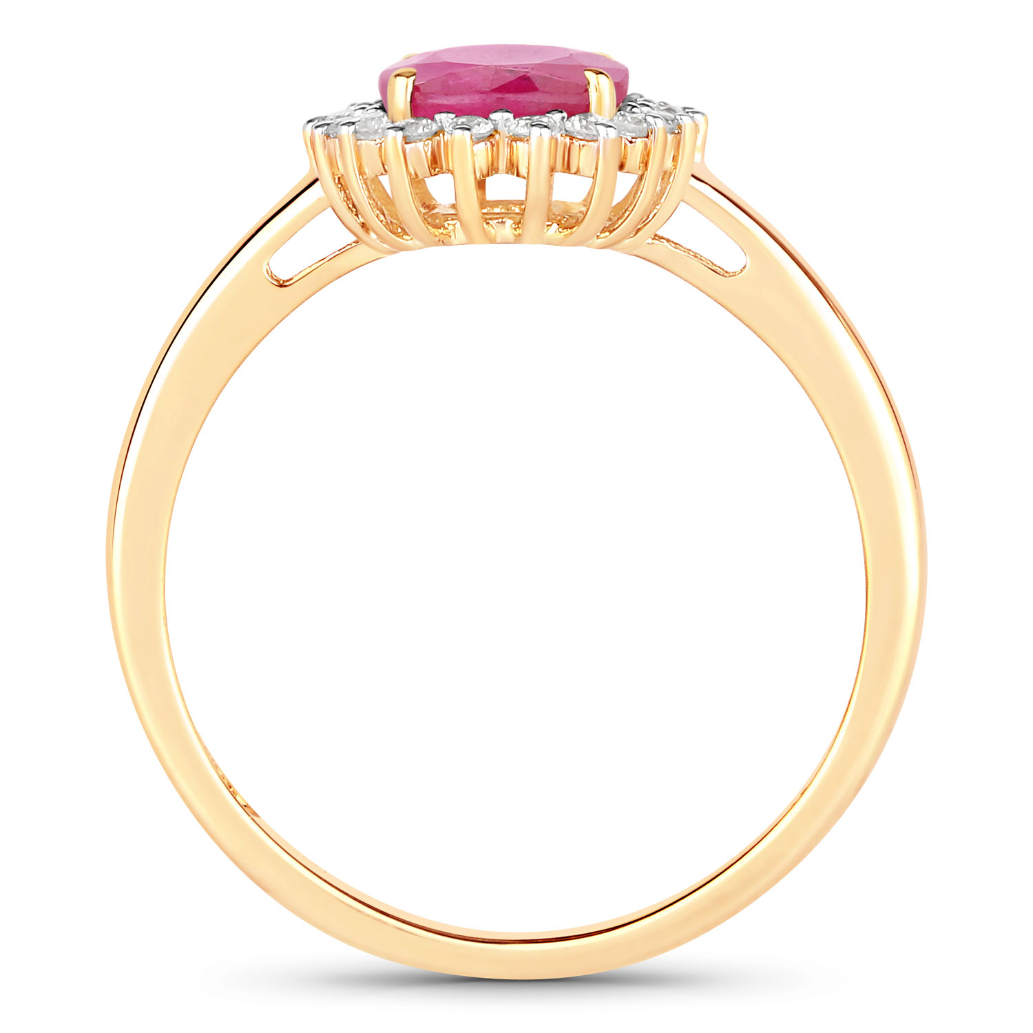 1.58 Carat Genuine Ruby and White Diamond 10K Yellow Gold Ring