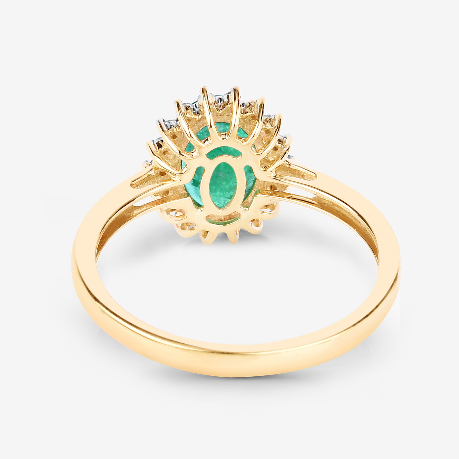 1.34 Carat Genuine Zambian Emerald and White Diamond 10K Yellow Gold Ring