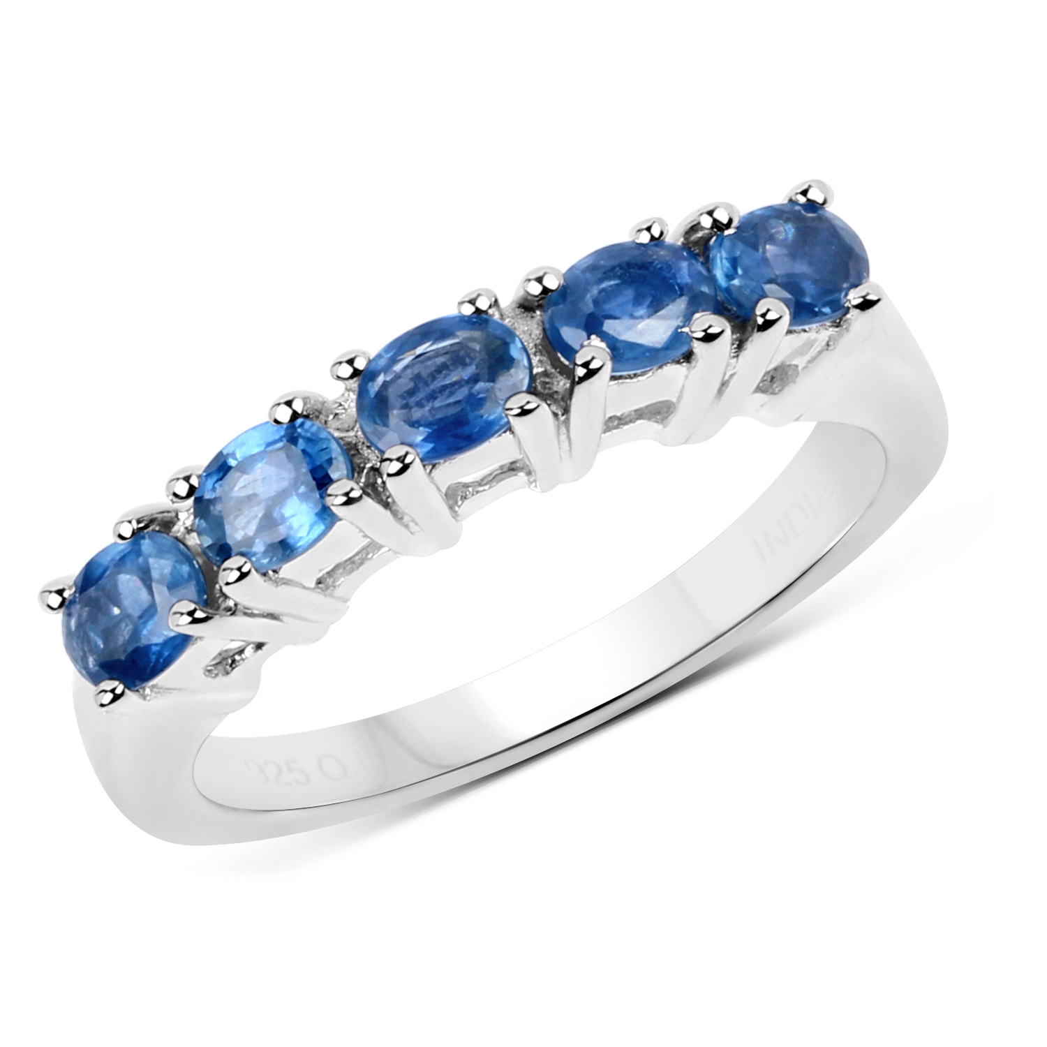 1.00 Carat Genuine Blue Sapphire .925 Sterling Silver Ring