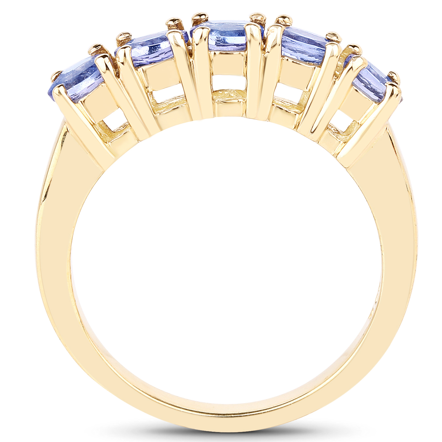 14K Yellow Gold Plated 0.85 Carat Genuine Tanzanite .925 Sterling Silver Ring