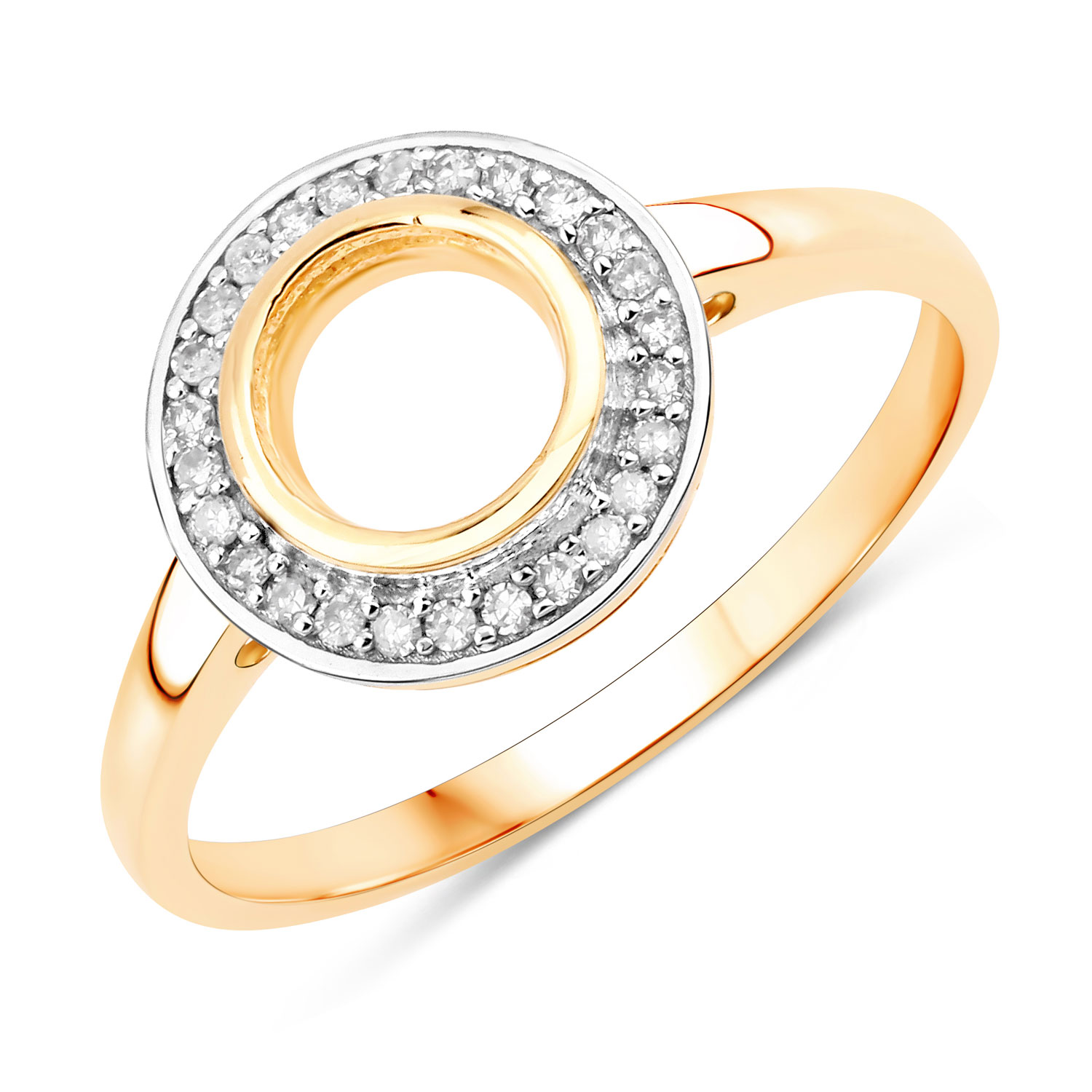 0.10 Carat Genuine White Diamond 14K Yellow Gold Ring