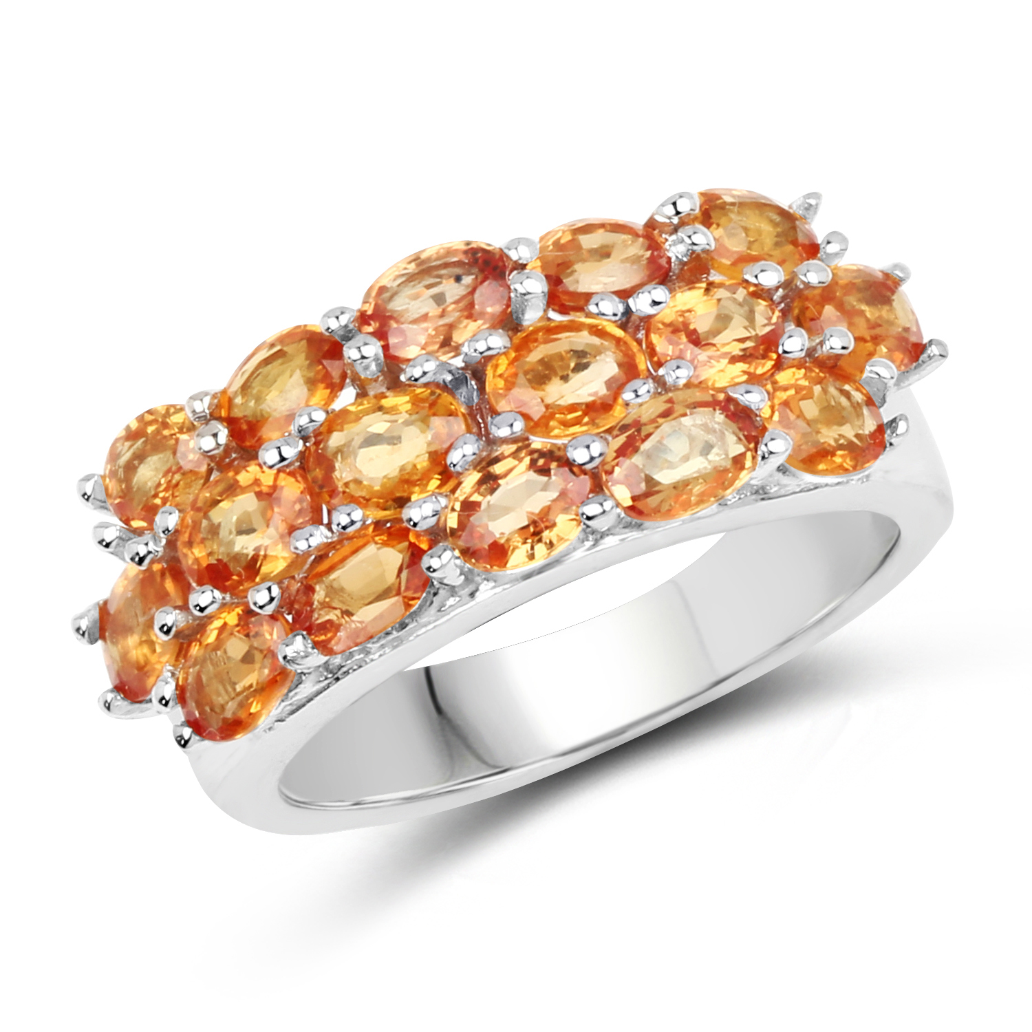 3.52 Carat Genuine Orange Sapphire .925 Sterling Silver Ring