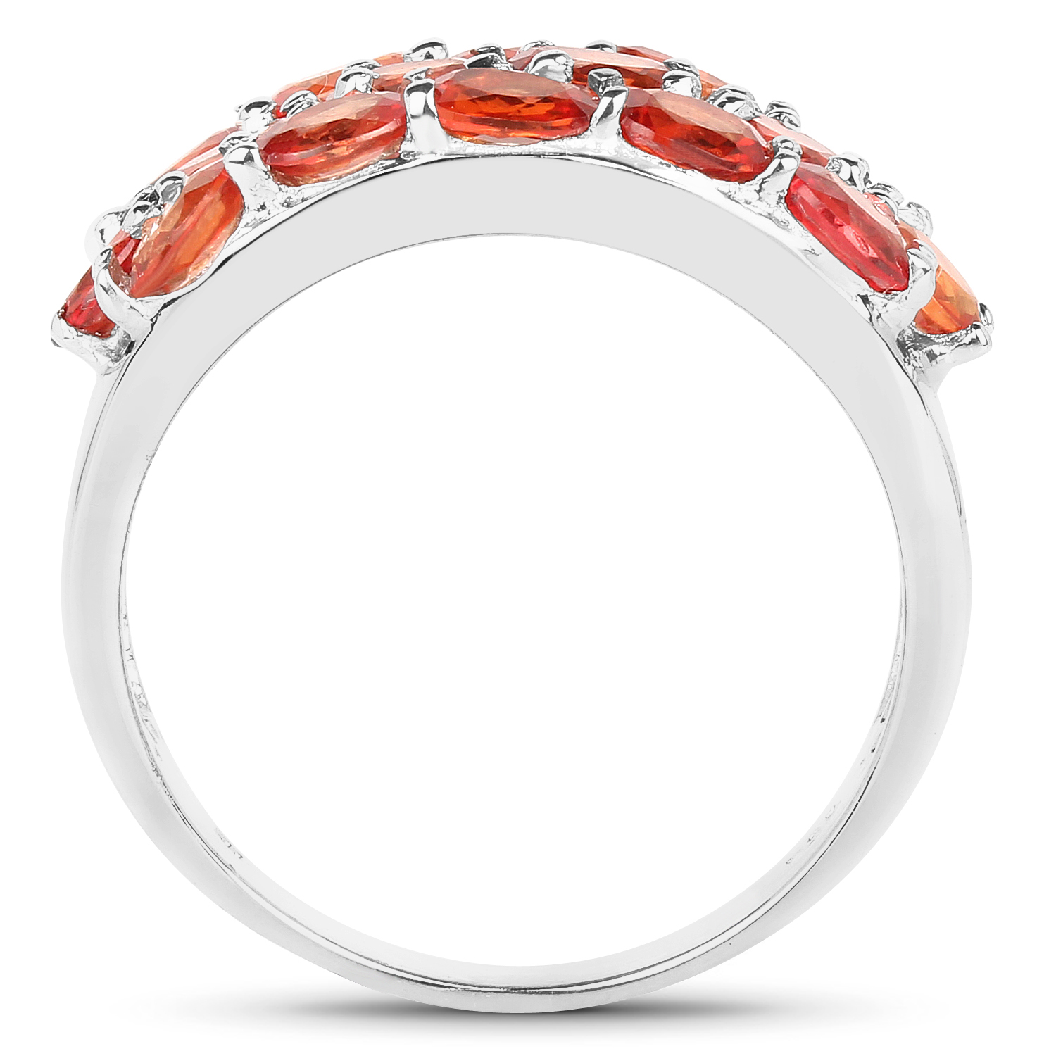 3.52 Carat Genuine Orange Sapphire .925 Sterling Silver Ring