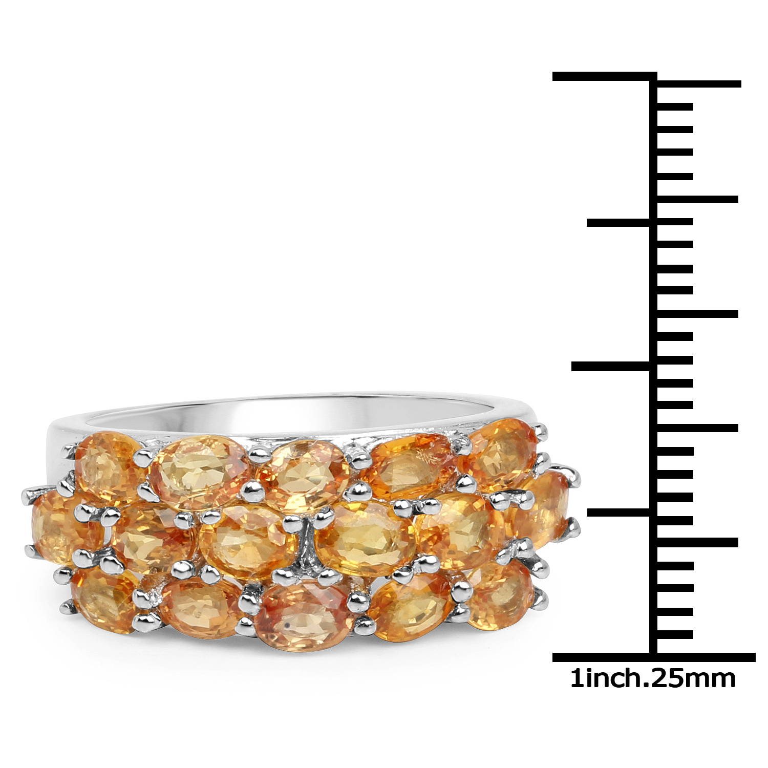 3.52 Carat Genuine Orange Sapphire .925 Sterling Silver Ring