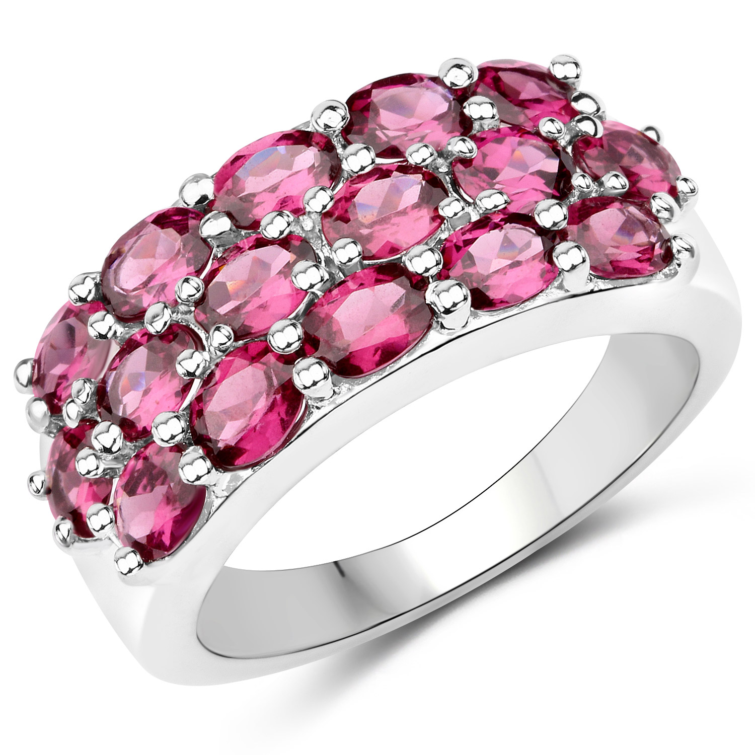 10.92 Carat Genuine Rhodolite Garnet .925 Sterling Silver 3 Piece Jewelry Set (Ring, Earrings, and Pendant w/ Chain)