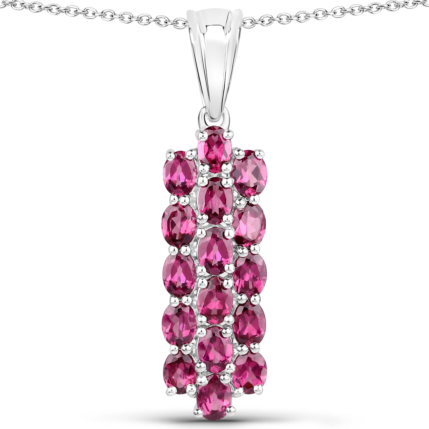10.92 Carat Genuine Rhodolite Garnet .925 Sterling Silver 3 Piece Jewelry Set (Ring, Earrings, and Pendant w/ Chain)