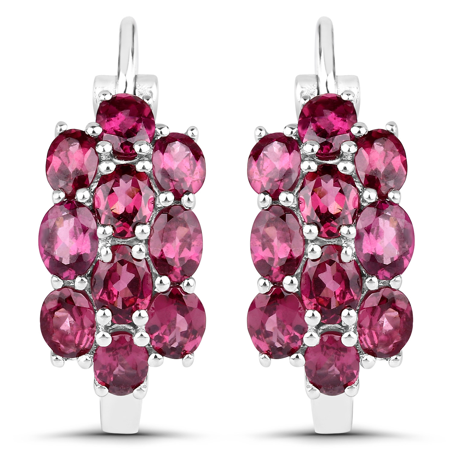 10.92 Carat Genuine Rhodolite Garnet .925 Sterling Silver 3 Piece Jewelry Set (Ring, Earrings, and Pendant w/ Chain)