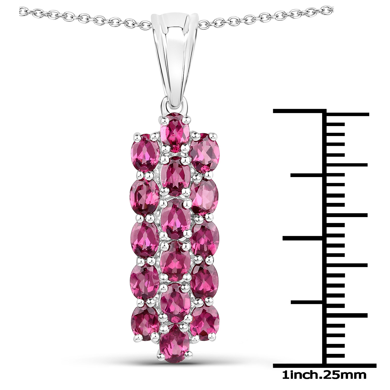 10.92 Carat Genuine Rhodolite Garnet .925 Sterling Silver 3 Piece Jewelry Set (Ring, Earrings, and Pendant w/ Chain)