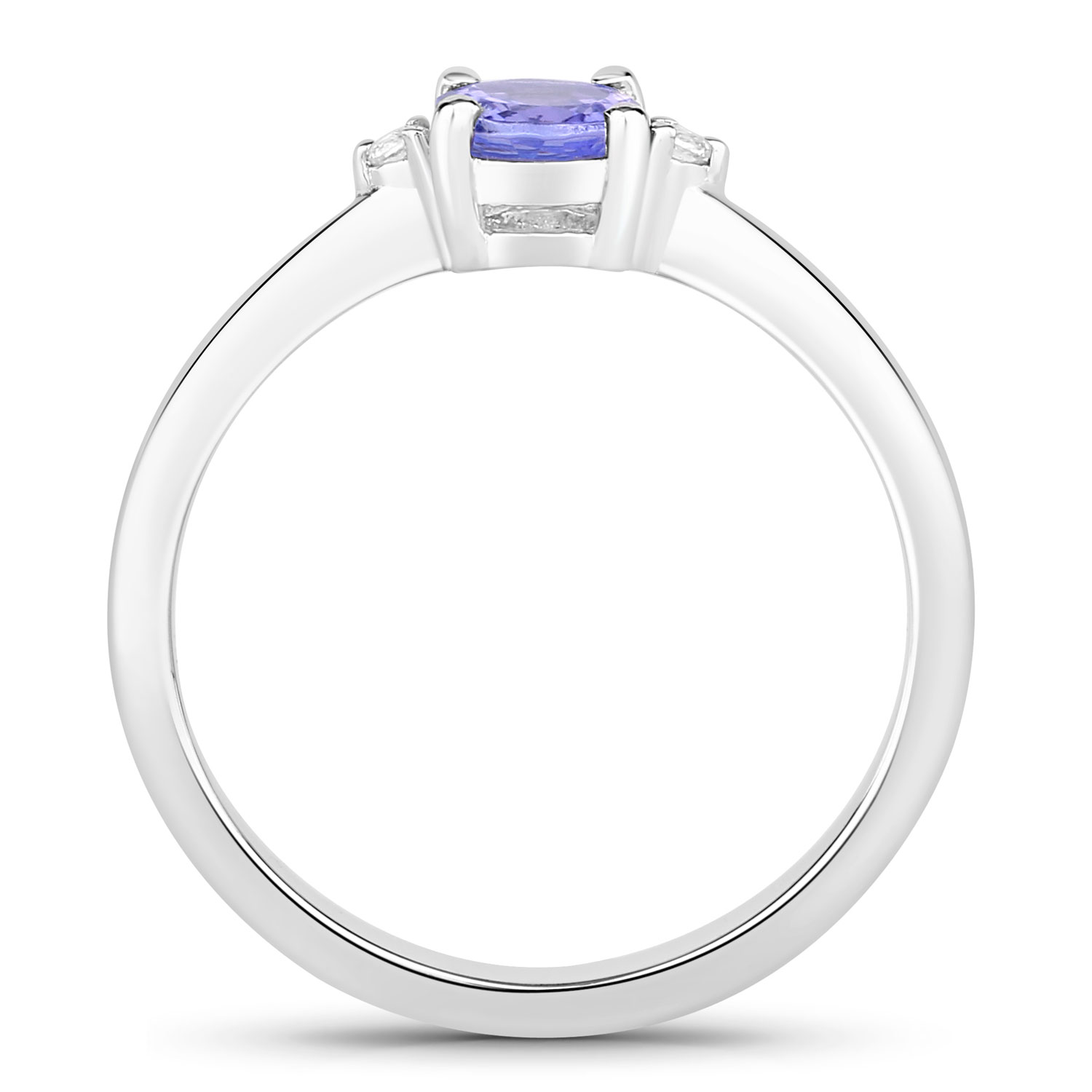 0.51 Carat Genuine Tanzanite and Created White Sapphire .925 Sterling Silver Ring