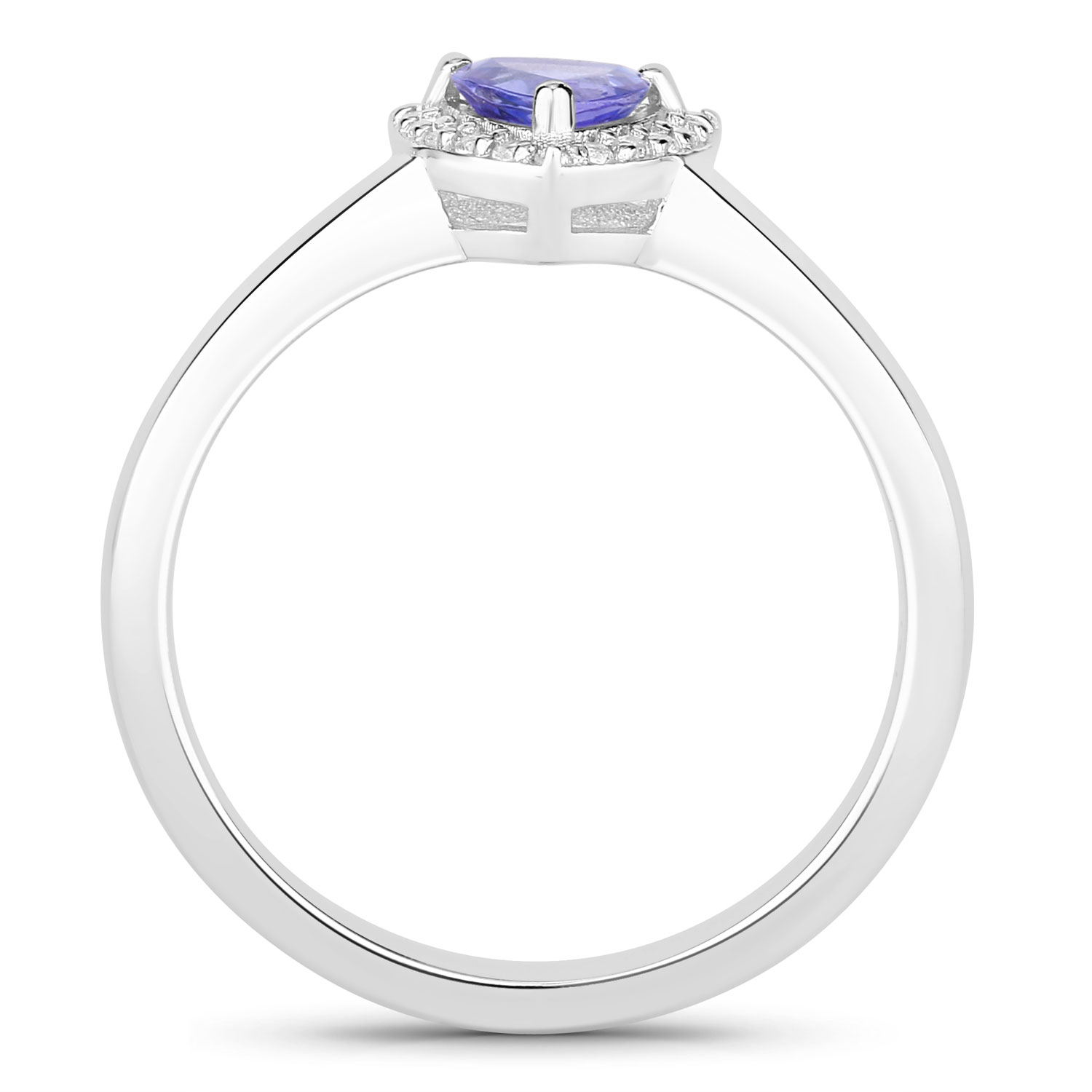 0.52 Carat Genuine Tanzanite and Created White Sapphire .925 Sterling Silver Ring