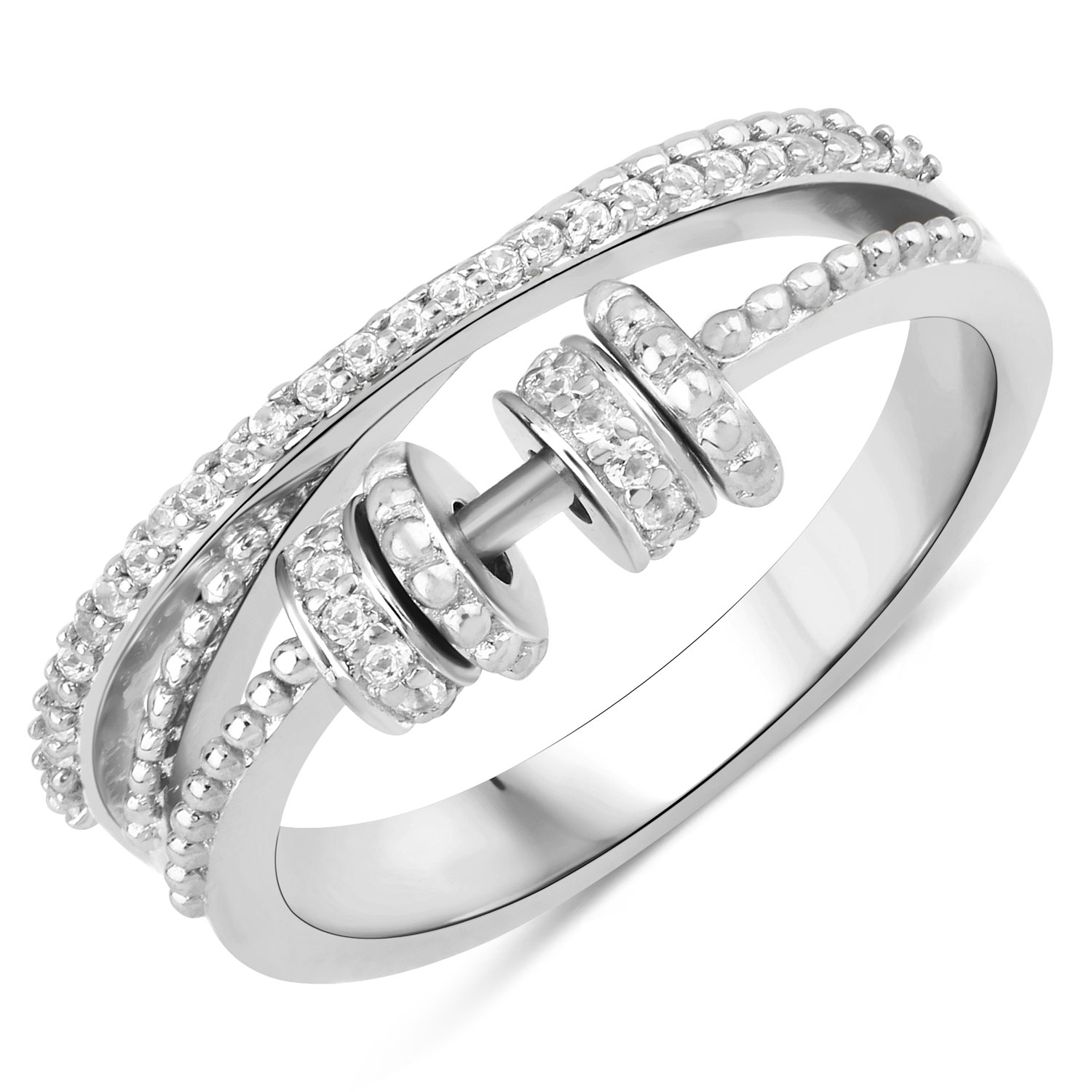 0.20 Carat Genuine White Topaz .925 Sterling Silver Ring